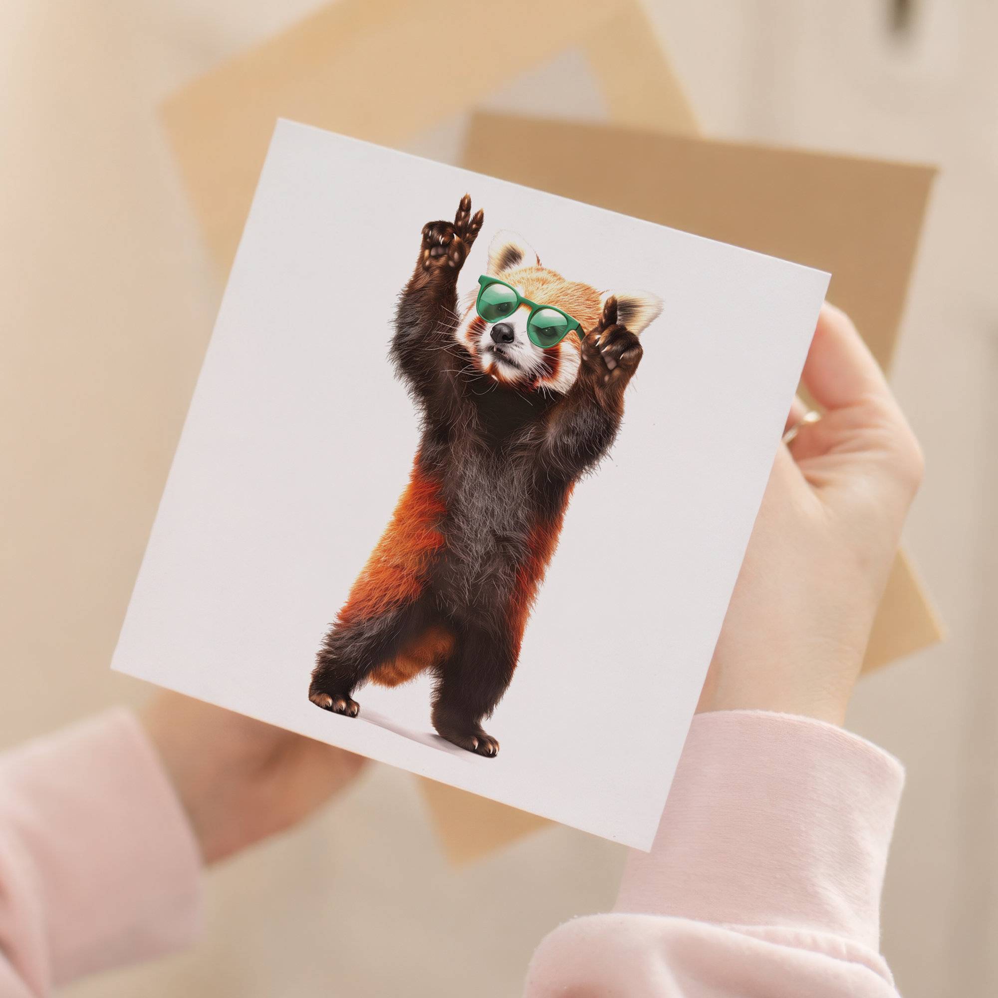 Fun Red Panda with Sunglasses Birthday Card, Eco-Friendly Material, For Him or Her