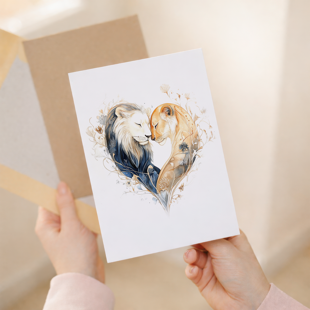 Anniversary Card with Lovebirds Heart Illustration