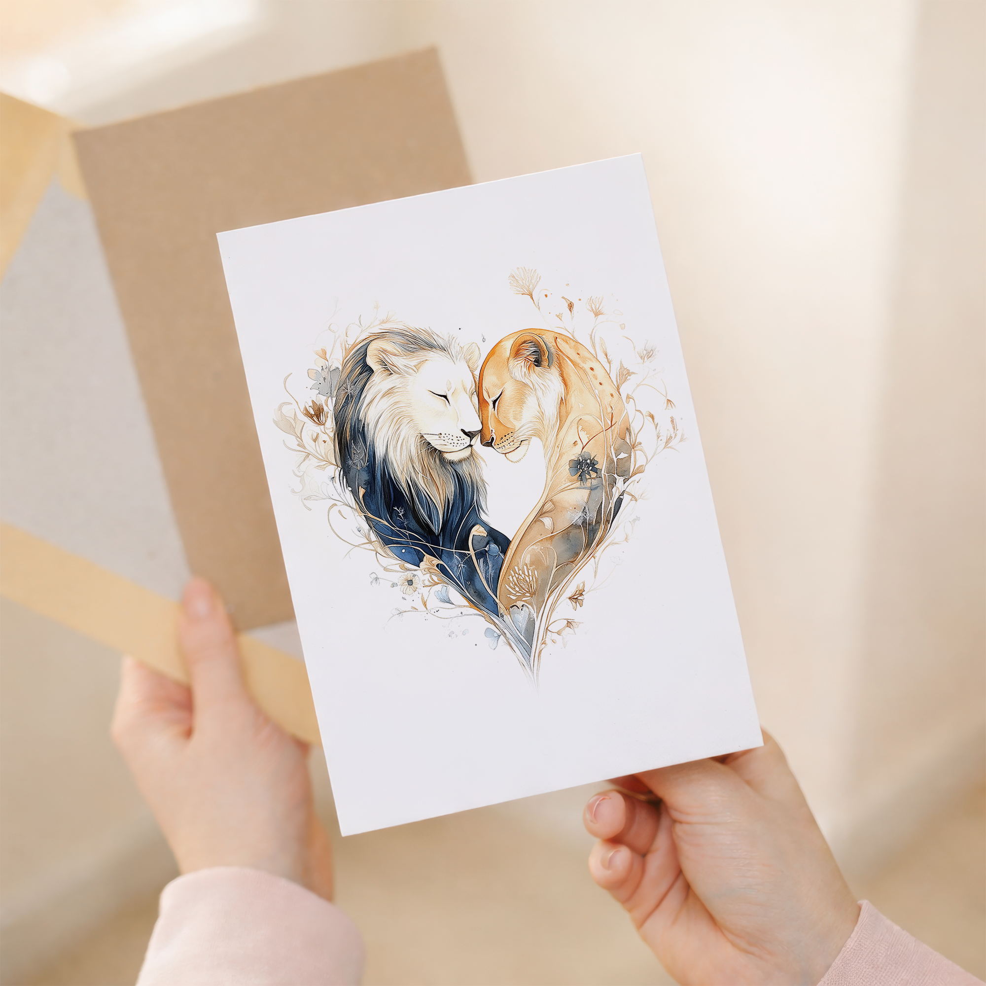 Anniversary Card with Lovebirds Heart Illustration