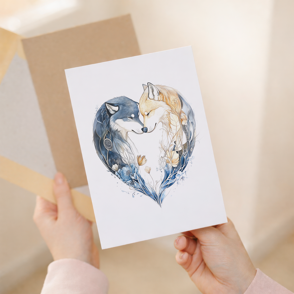 Anniversary foxes heart card product detail image