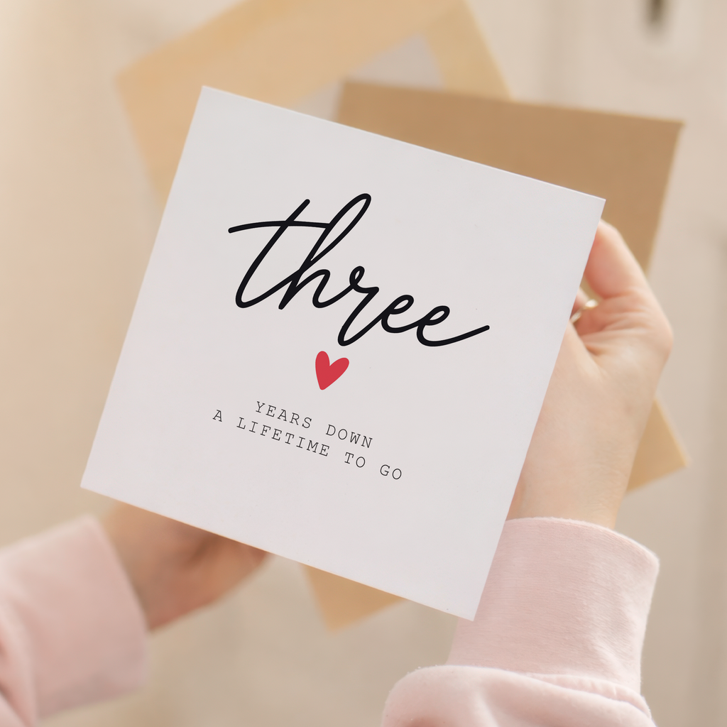 3rd anniversary card front and envelope product image