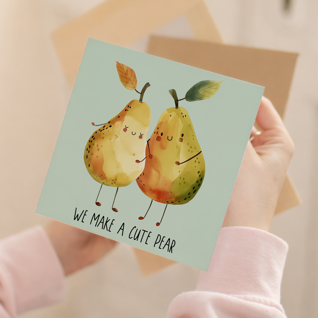 Valentine's Day Card for Him Valentine's Day Card for Wife Valentine's Day Card For Husband Boyfriend or Girlfriend Cute Pear Card Cute Card