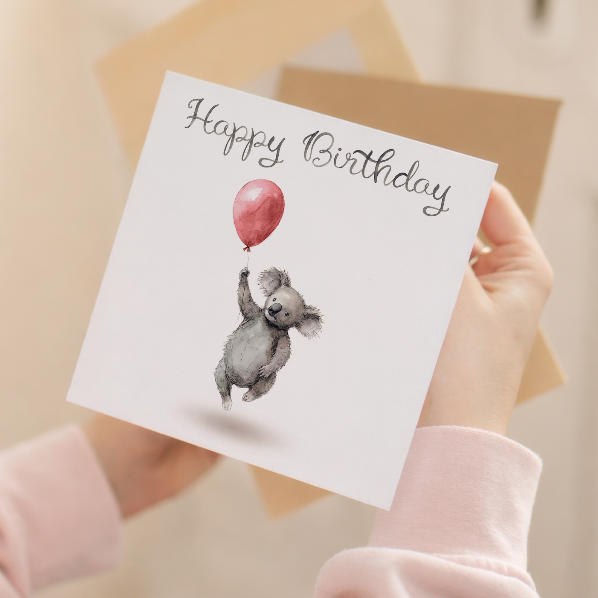 Birthday Card for Child Birthday Card For Kids Birthday Card For Her or Him Cute Koala Birthday Card With Birthday Balloons For Boy or Girl