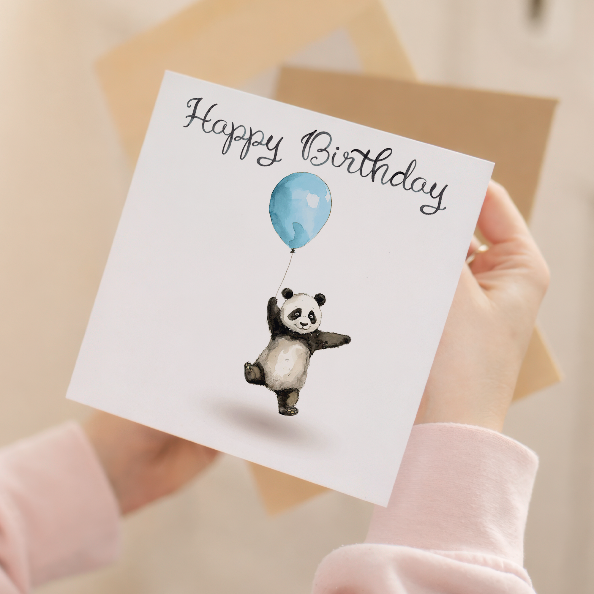 Birthday Card for Child Birthday Card For Kids Birthday Card For Her or Him Cute Panda Birthday Card With Birthday Balloons For Boy or Girl