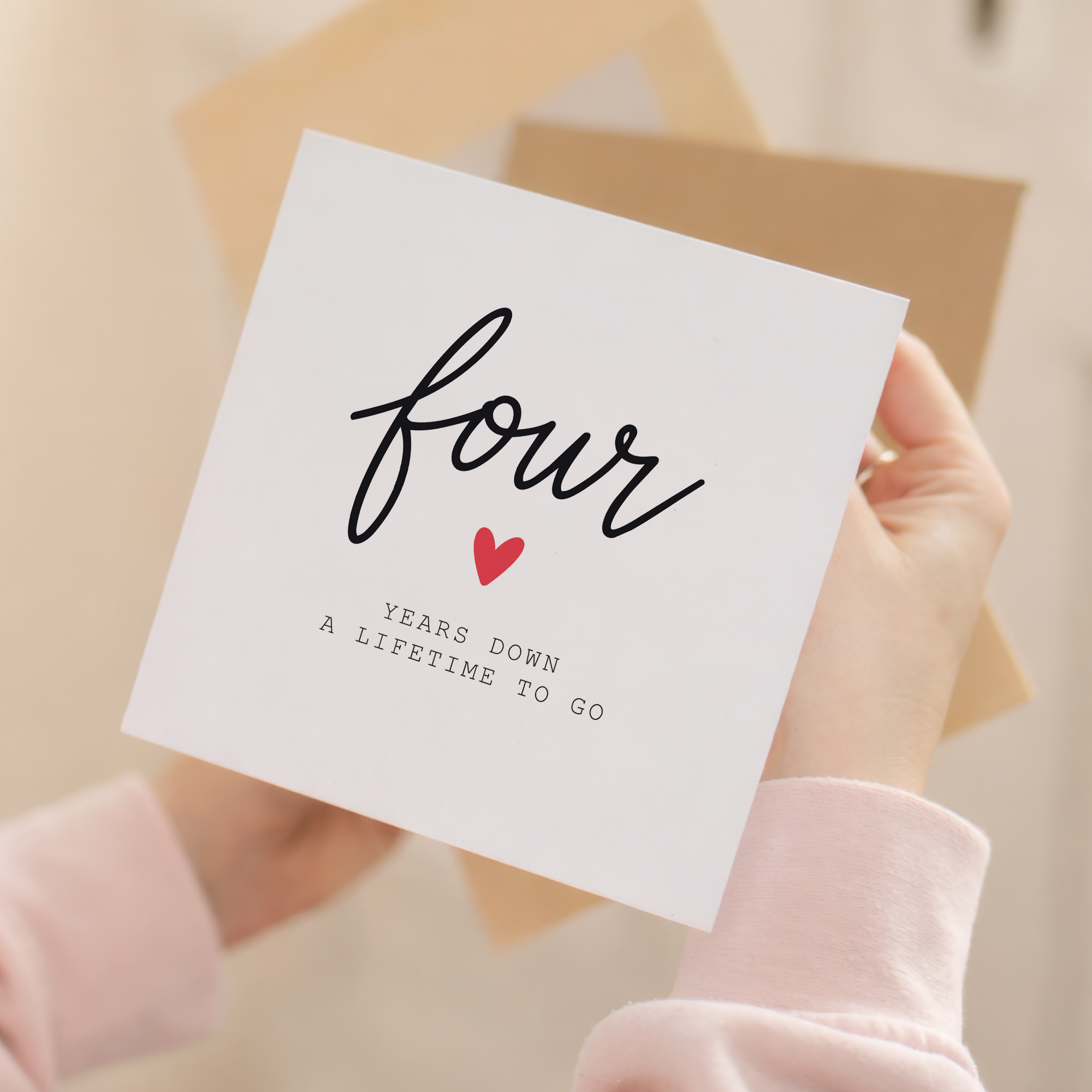 4th anniversary card front and envelope product image