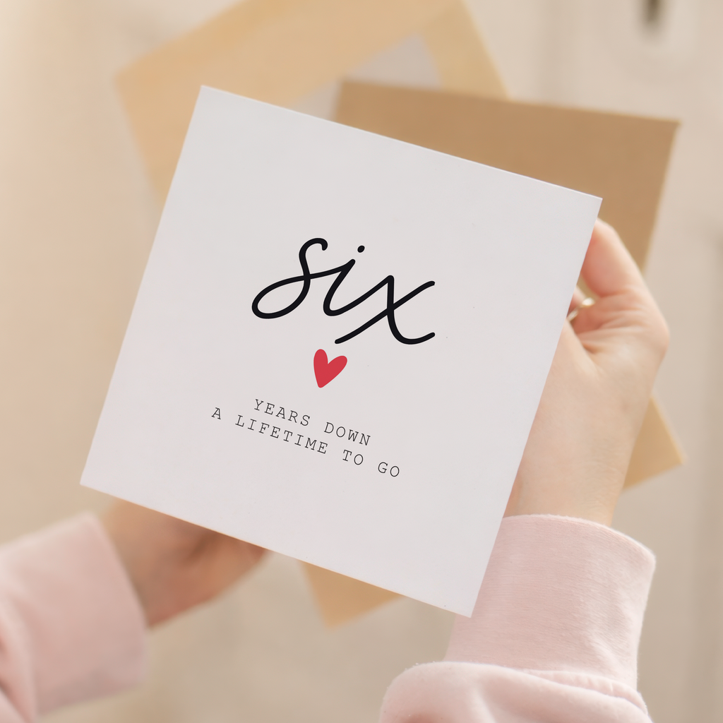 6th anniversary card front and envelope product image
