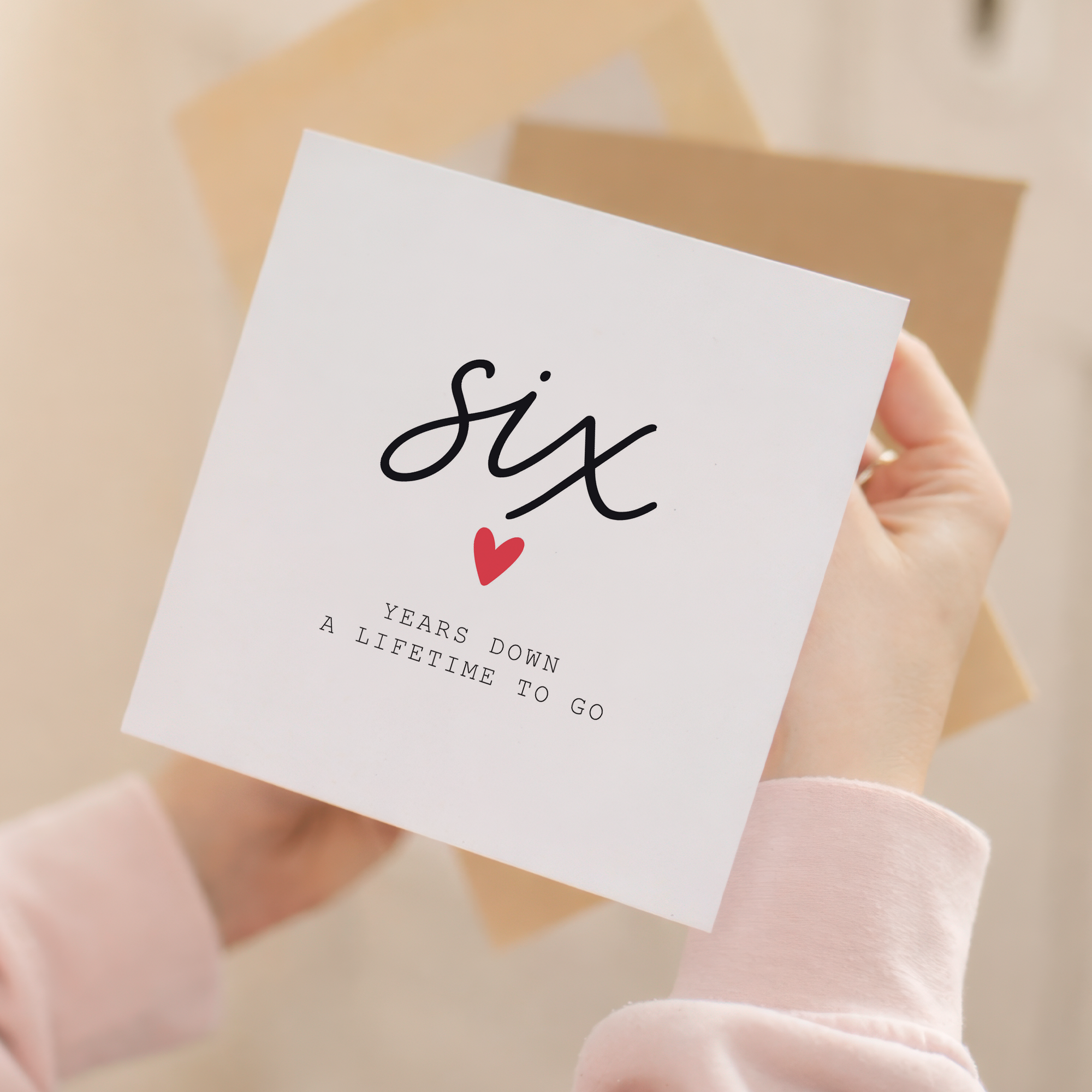 6th anniversary card front and envelope product image