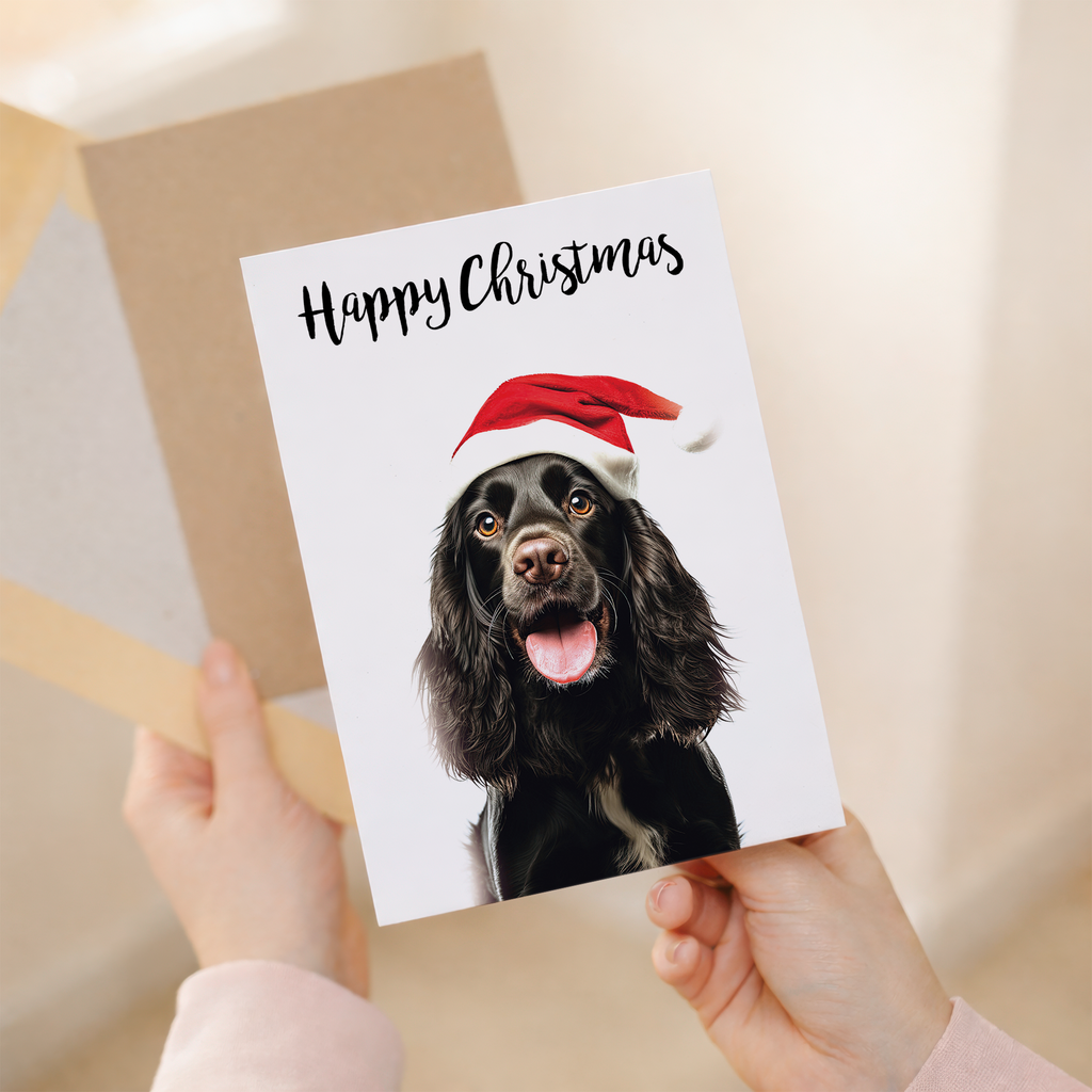 Festive Cocker Spaniel Christmas Card, Eco-Friendly Material, For Him or Her