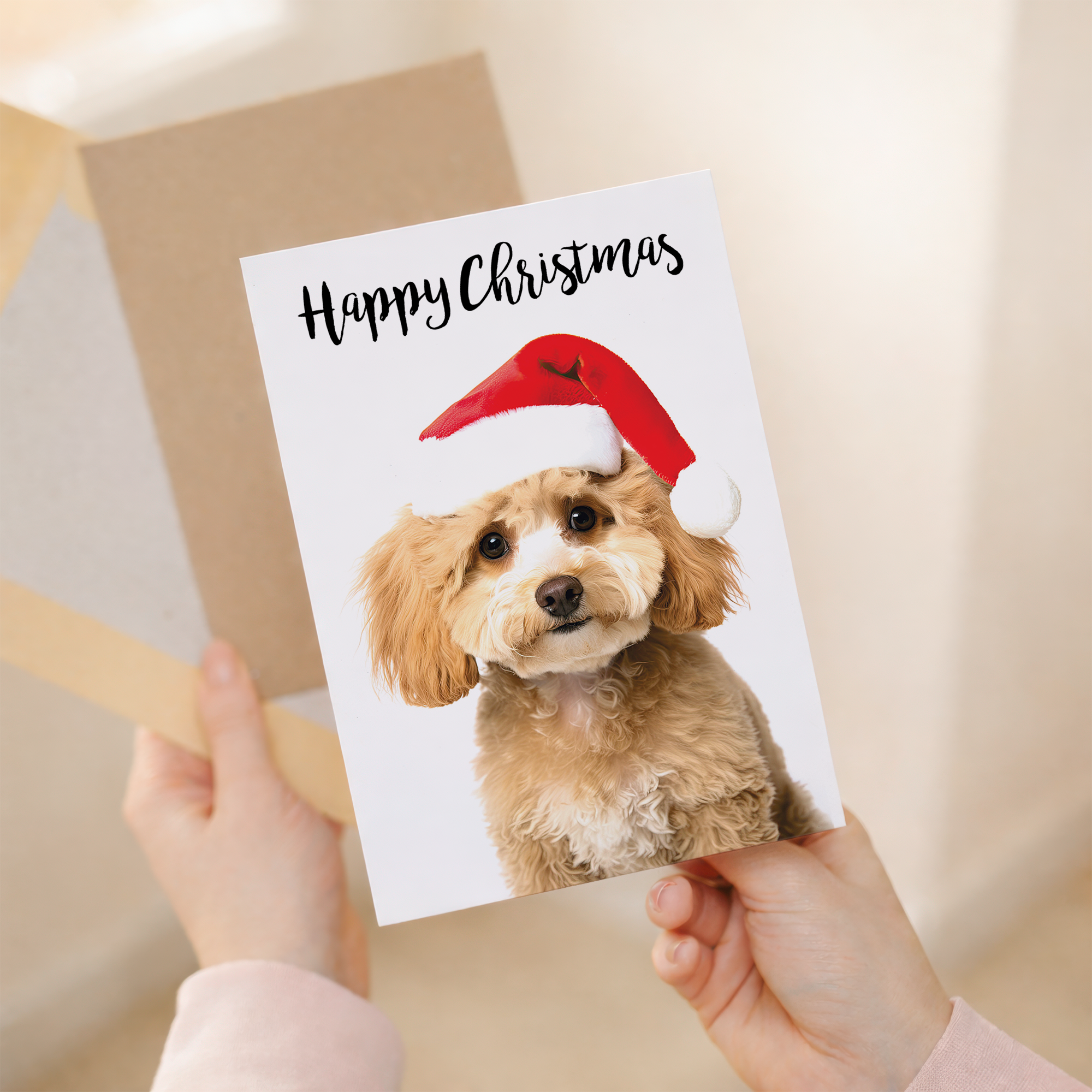 Cute Christmas Card with Poodle, Eco-Friendly Material, For Him or Her, Dog Lovers Holiday Design