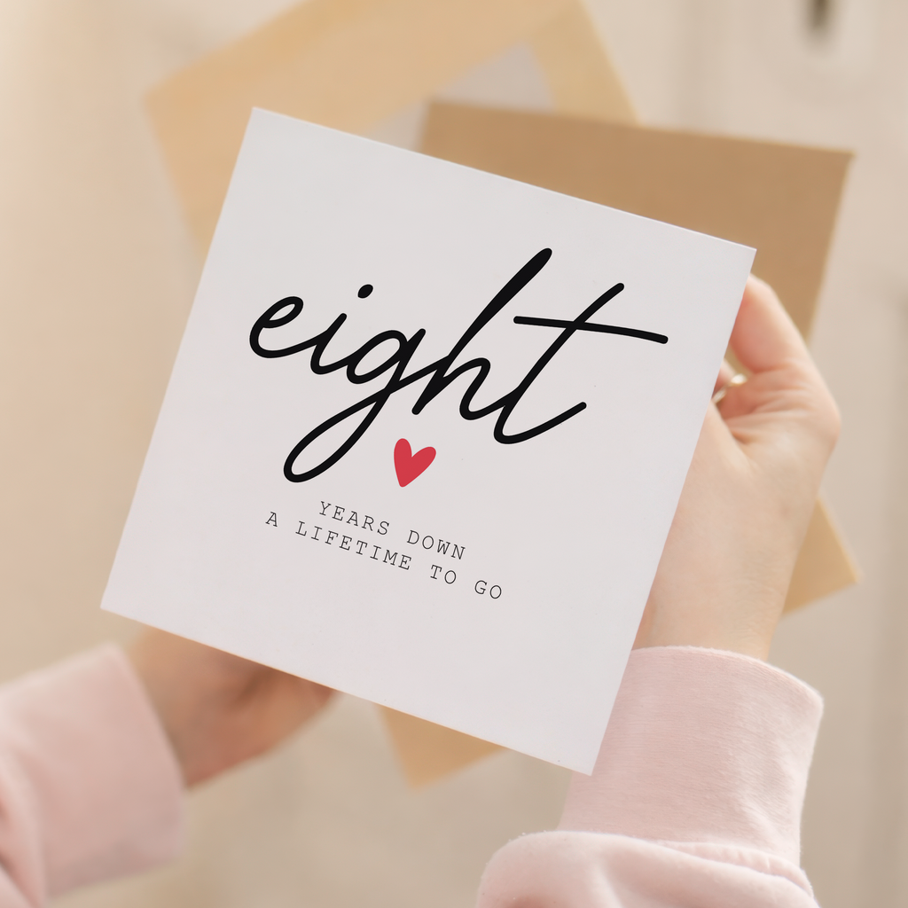 8th anniversary card front and envelope product image