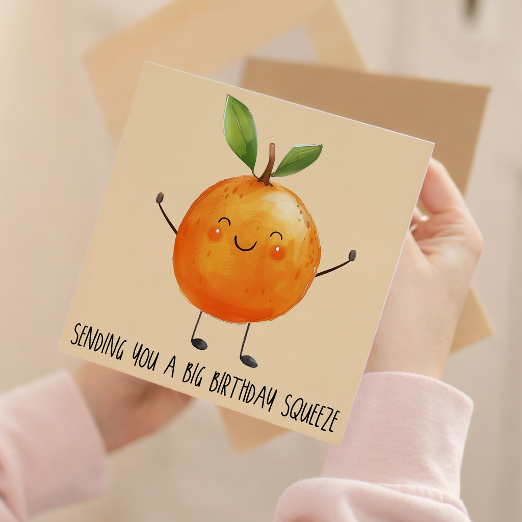 Birthday For Anyone Big Squeeze Birthday Card For Her or Him Cute Birthday Card For Friend or Family