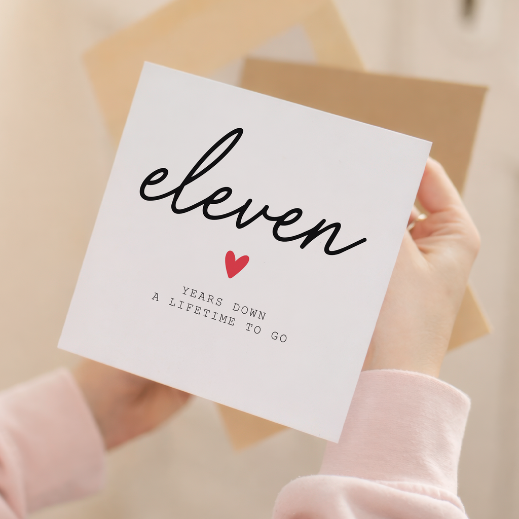 11th anniversary card front and envelope product image
