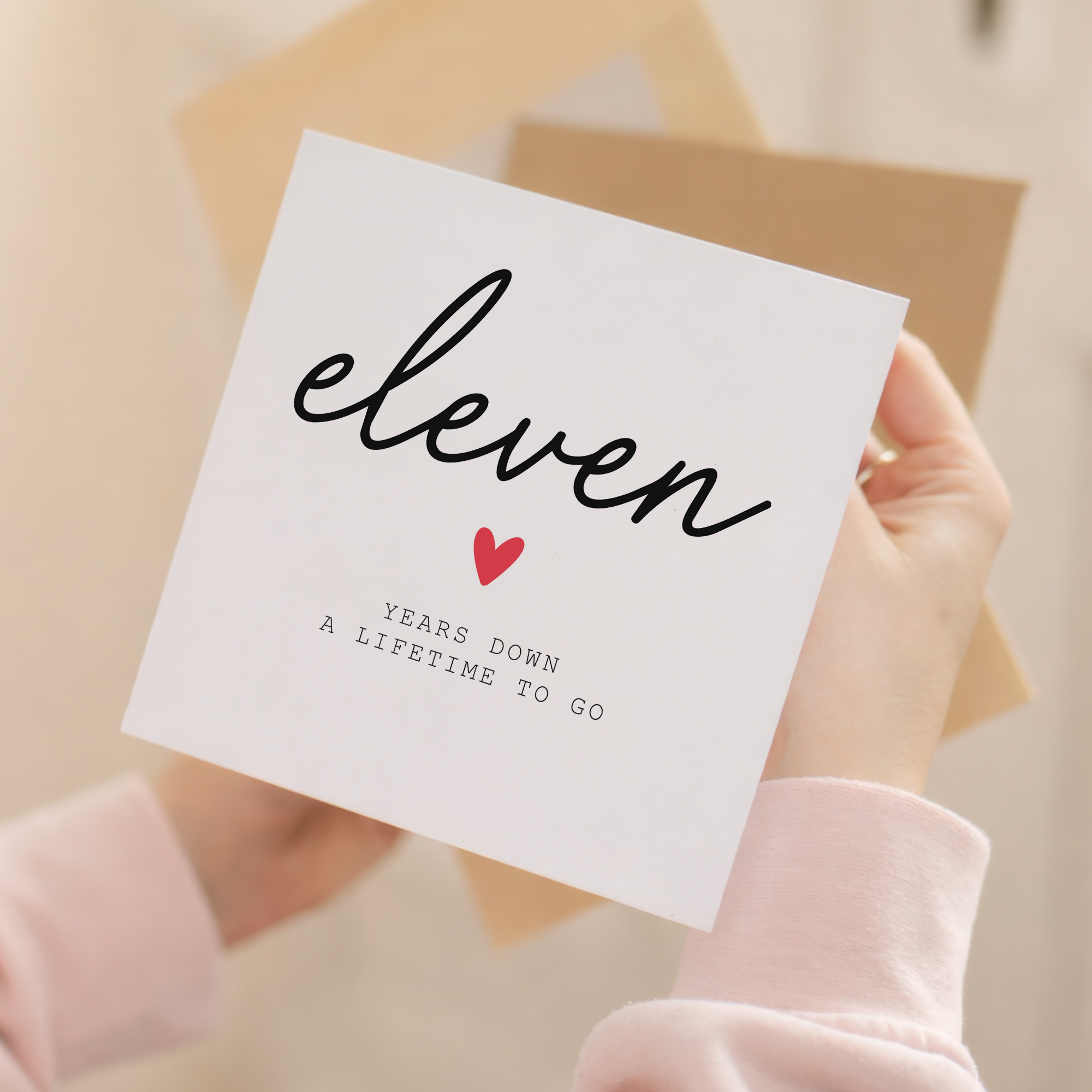 11th anniversary card front and envelope product image