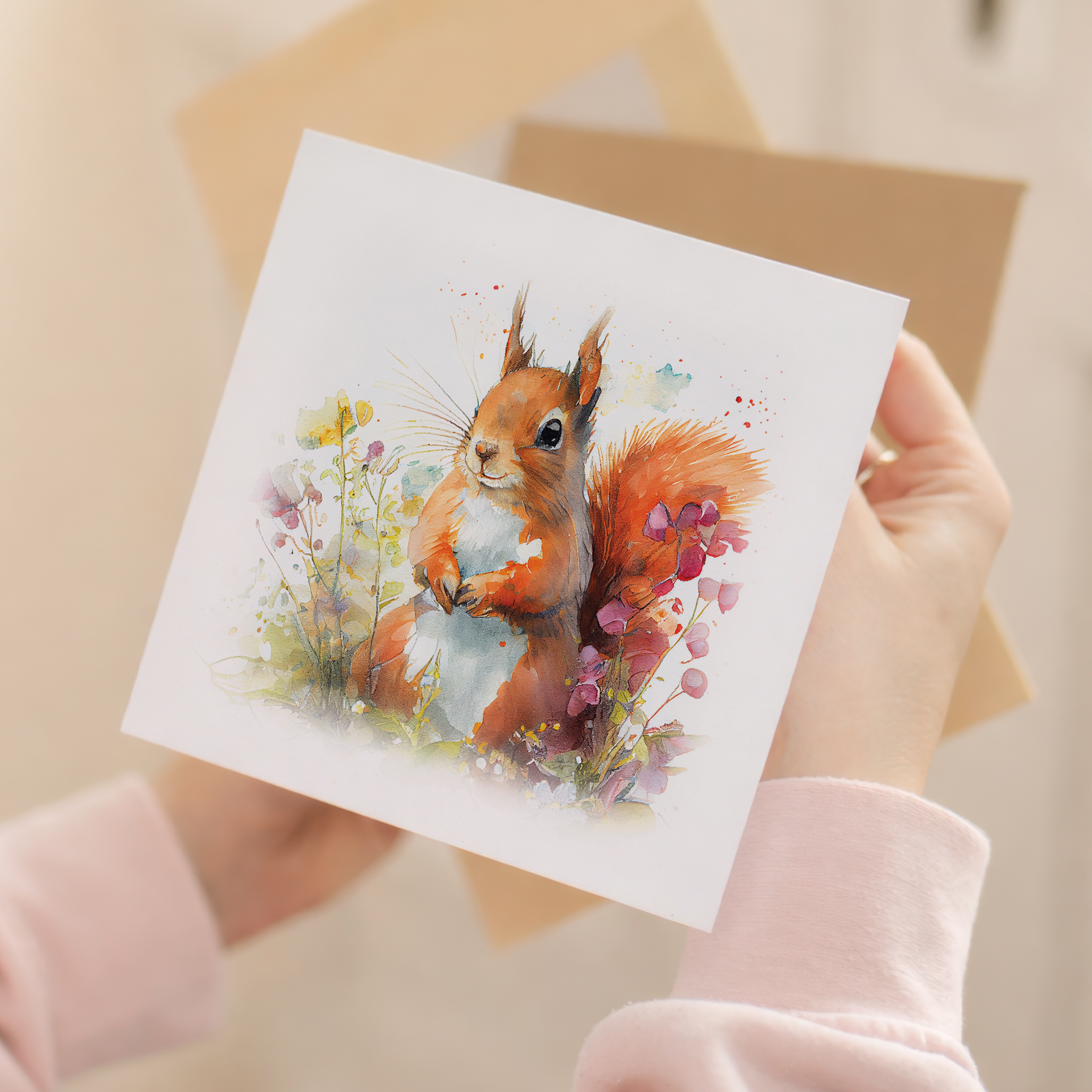 Notelet Card of a Squirrel Any Occasion Card For Her or For Him Card For Birthday or Easter Card Thank You Card