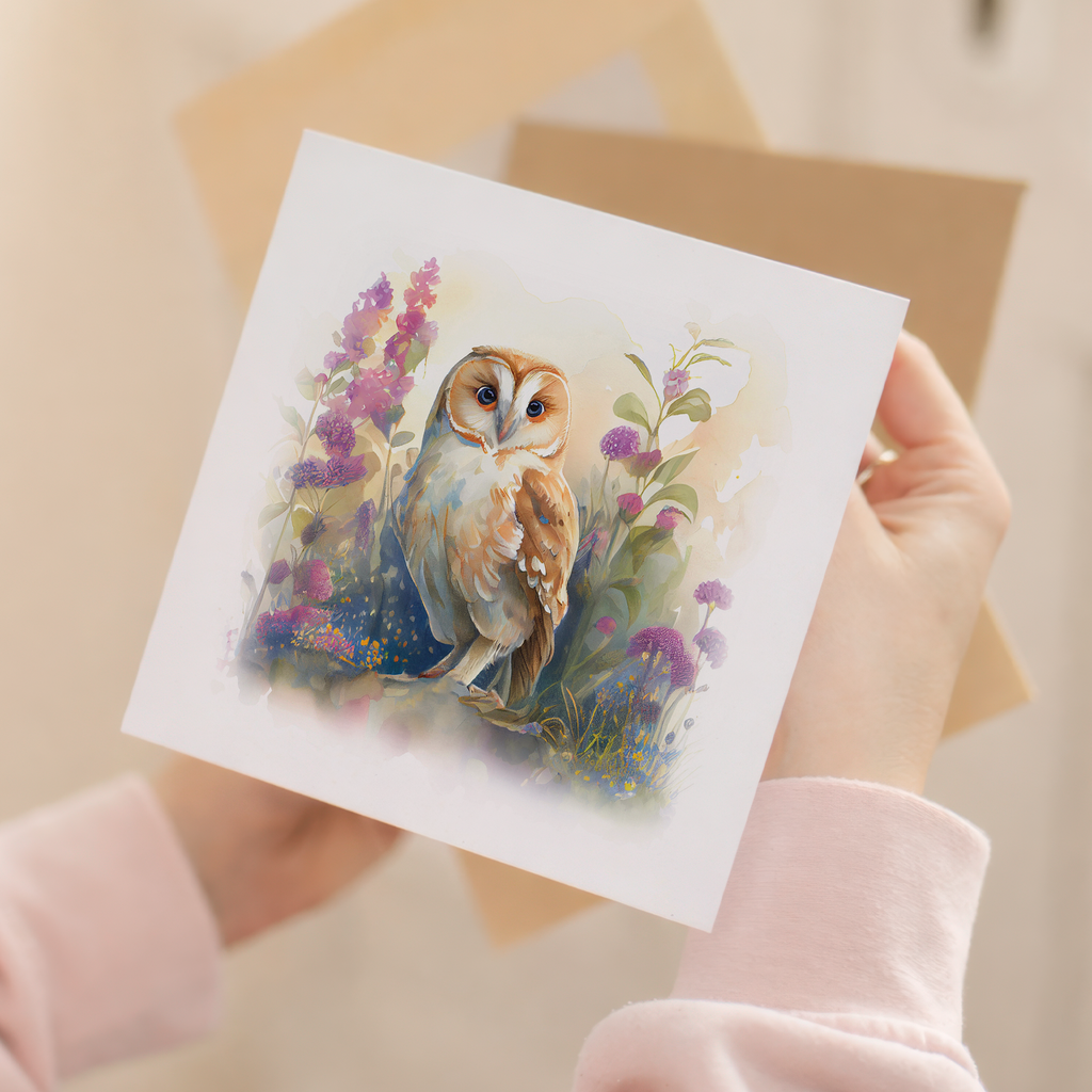 Postcard Prints - Notelet Card of a Owl For Anyone Any Occasion Card For Her or For Him Card For Birthday or Easter Card Thank You Card