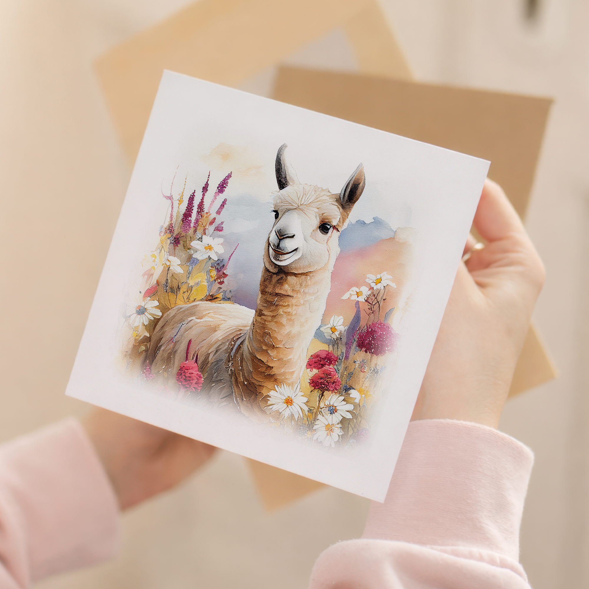 Postcard Prints - Notelet Card of a Llama For Anyone Any Occasion Card For Her or For Him Card For Birthday or Easter Card Thank You Card