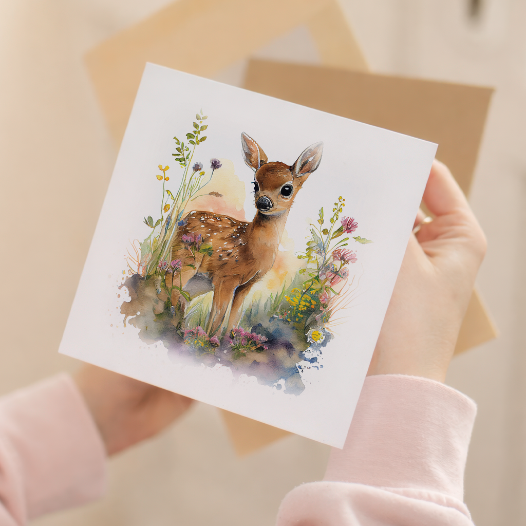 Notelet Card of a Deer For Anyone Any Occasion Card For Her or For Him Card For Birthday or Easter Card Thank You Card