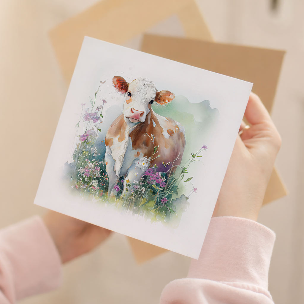 Notelet Card of a Cow For Anyone Any Occasion Card For Her or For Him Card For Birthday or Easter Card Thank You Card