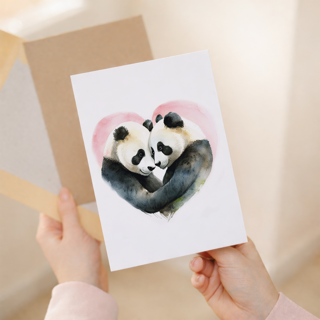 Valentine's Day Card for Her Valentine's Day Card for Wife Valentine's Day Card For Husband Boyfriend or Girlfriend Cute Pandas