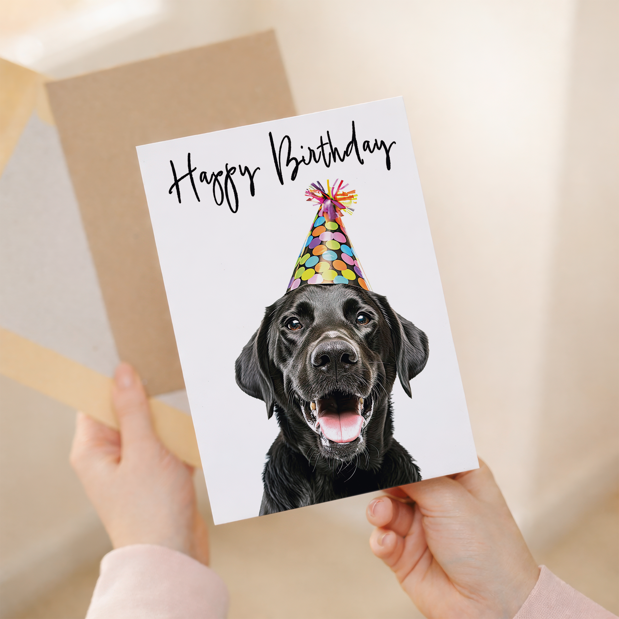 Charming Labrador Dog Birthday Card for Him or Her, Eco-Friendly Recycled Material, Suitable for Mum, Dad, Brother, or Sister