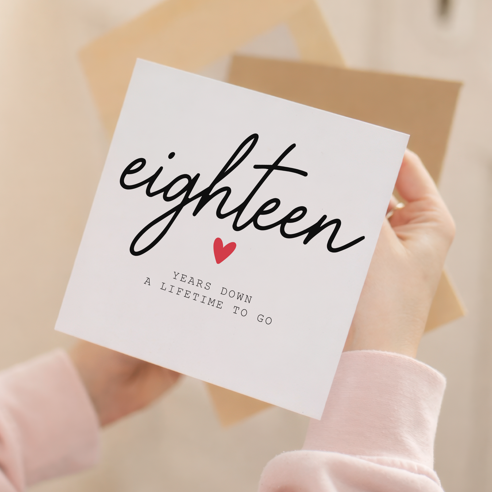 18th anniversary card front and envelope product image