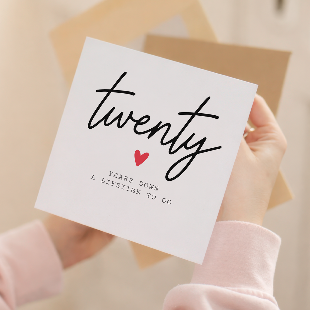 20th anniversary card front and envelope product image