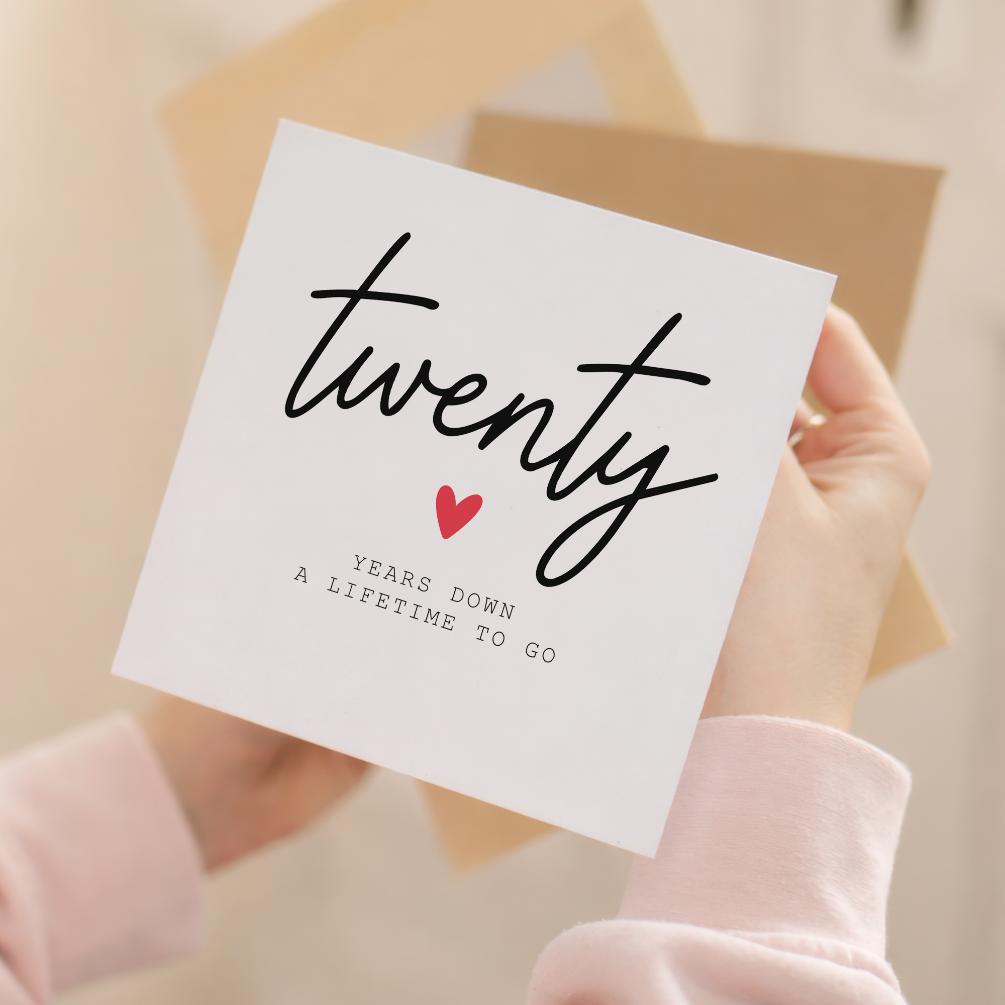 20th anniversary card front and envelope product image