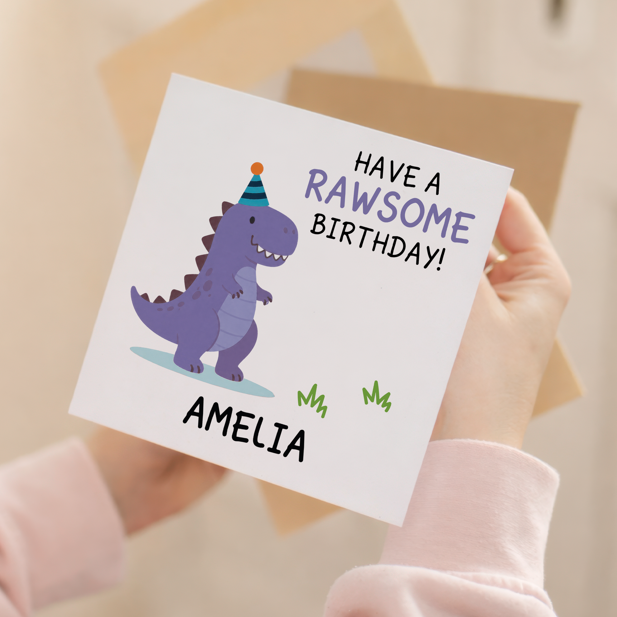 Personalised Rawsome Dinosaur Birthday Card