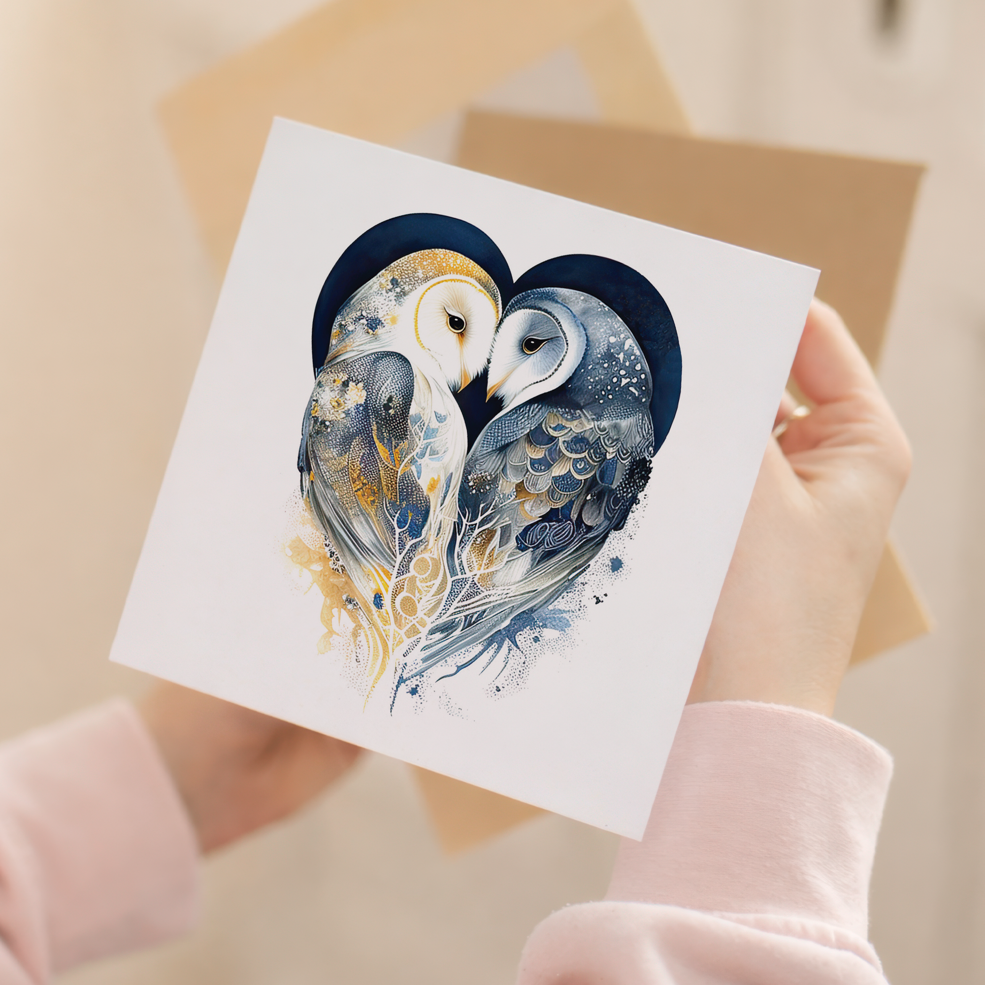 Valentine's Day Card For Wife Valentine's Day Card For Husband Boyfriend or Girlfriend Valentine's Day Card For Him or Her Blue Owls