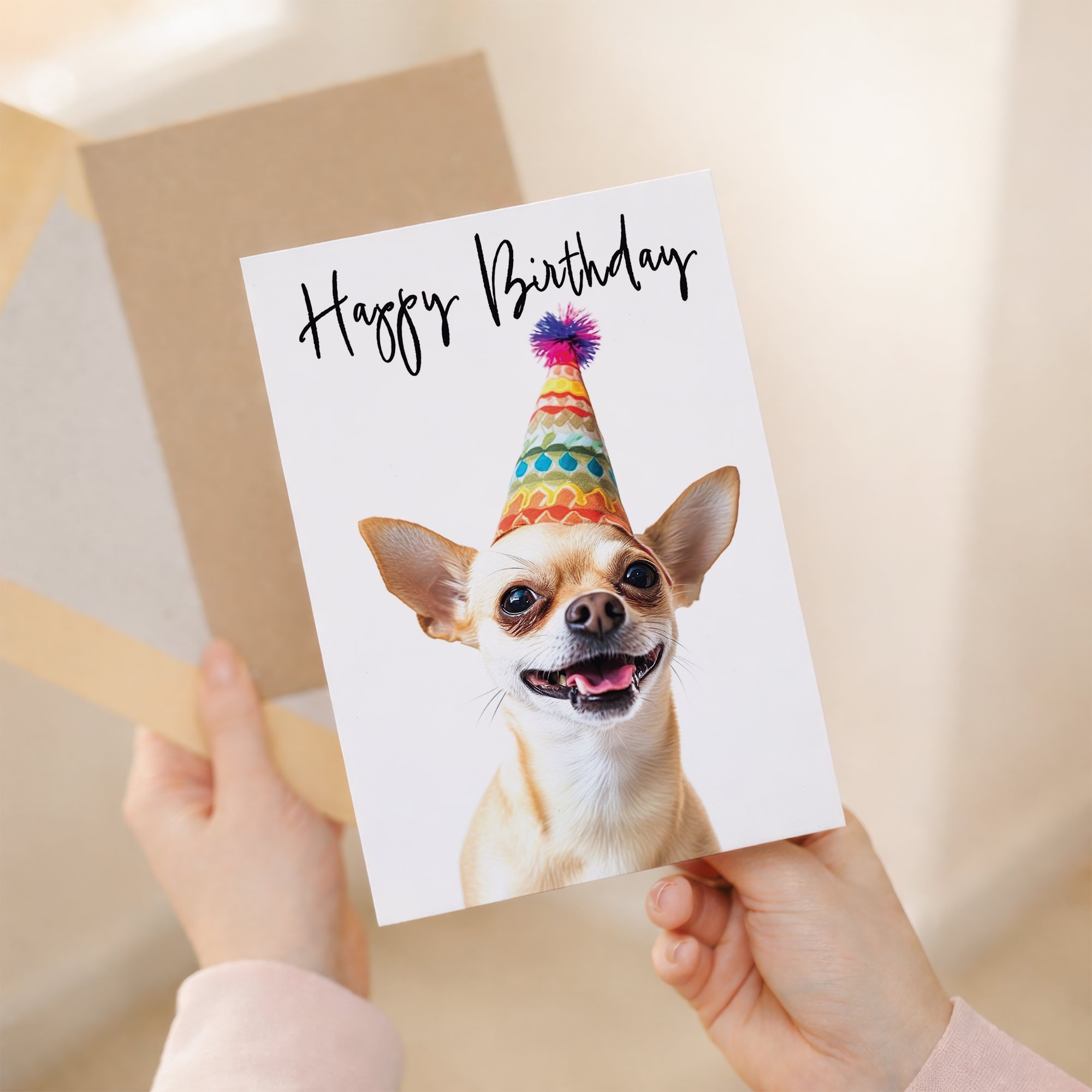 Charming Chihuahua Dog Birthday Card for Her and Him, Eco-Friendly Material, Sustainable Greeting Card