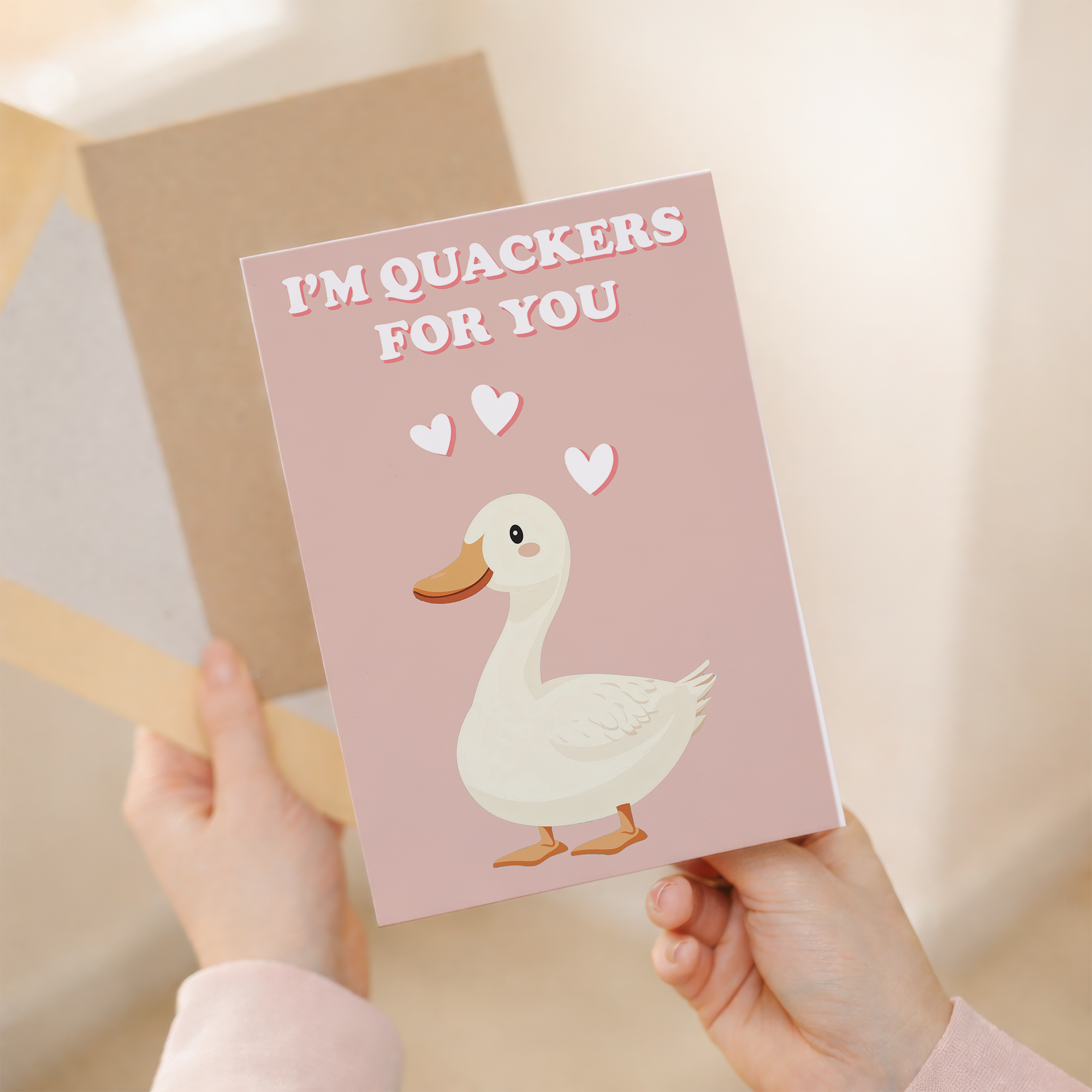 Cute Valentine's Day Card I'm Quackers for You Cute Duck Valentine's Day Card For Him or Her