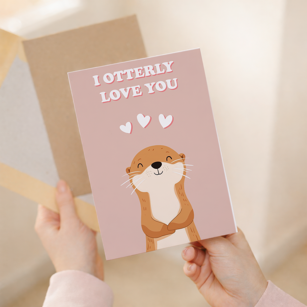 Cute Anniversary Card I'm Otterly Love You Cute Otter Anniversary Card For Him or Her