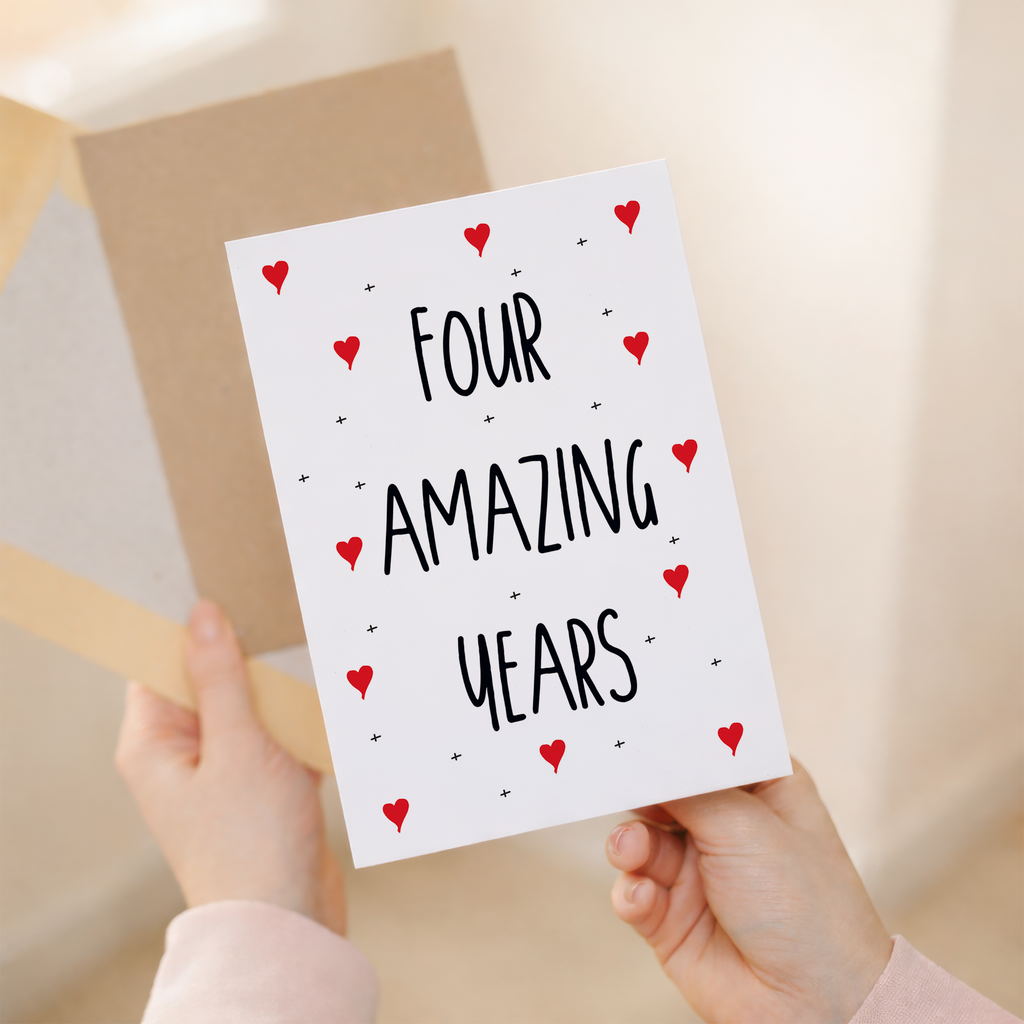 4 Year Anniversary Card For Wife or Husband Anniversary Card for 4th Anniversary Card For Boyfriend or Girlfriend Forth Wedding Anniversary