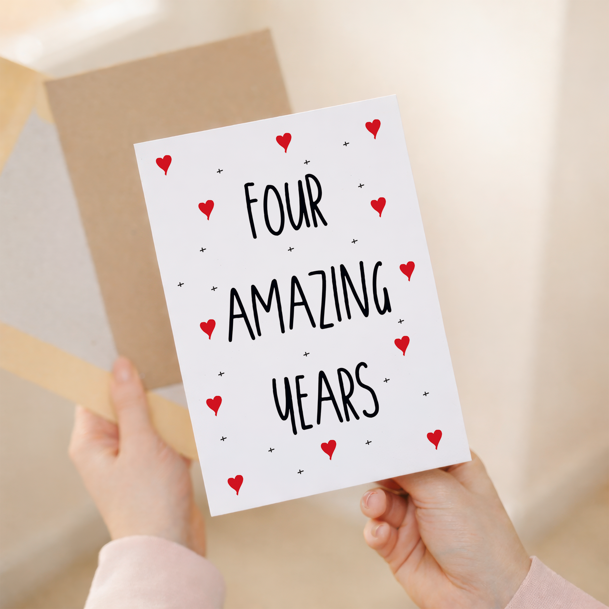 4 Year Anniversary Card For Wife or Husband Anniversary Card for 4th Anniversary Card For Boyfriend or Girlfriend Forth Wedding Anniversary