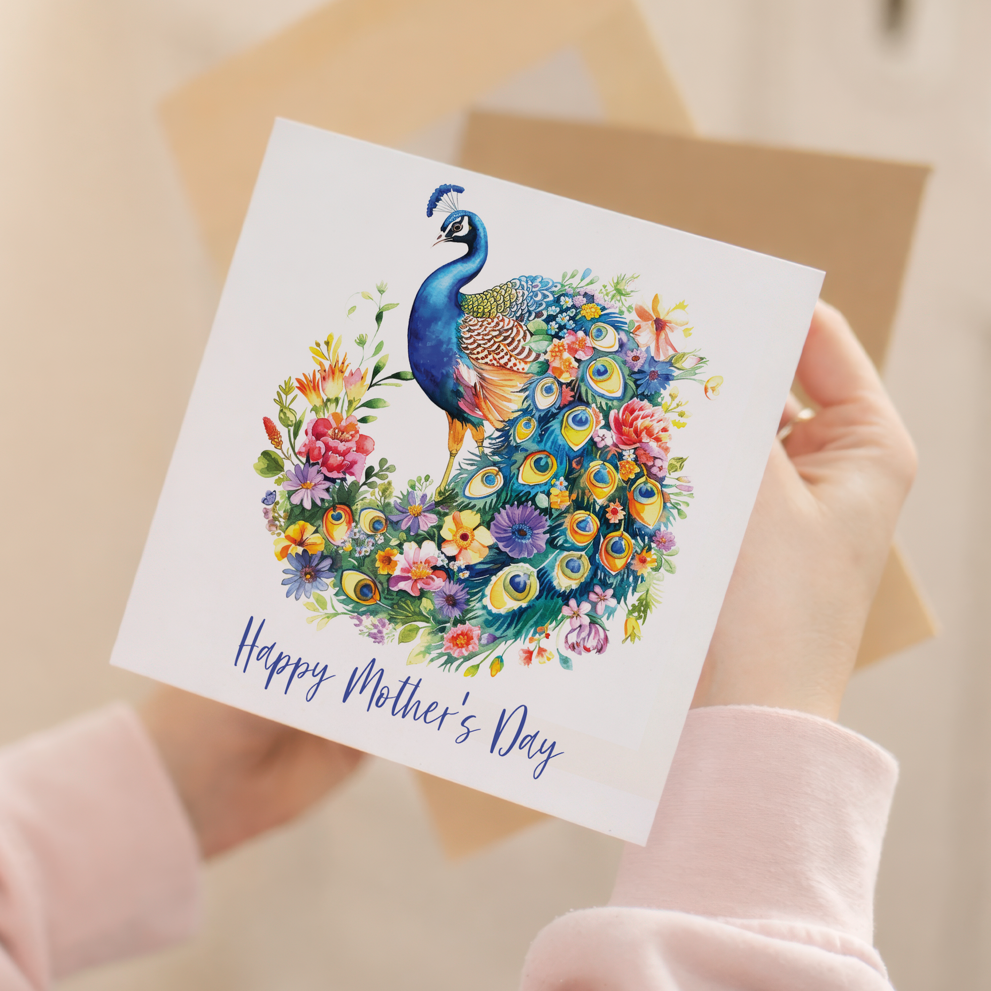 Mother's Day Card For Mum Happy Mother's Day Mothers Day card Mothering Sunday Peacock Pretty Mother's Day Card For Mom Mommy Mum Mummy
