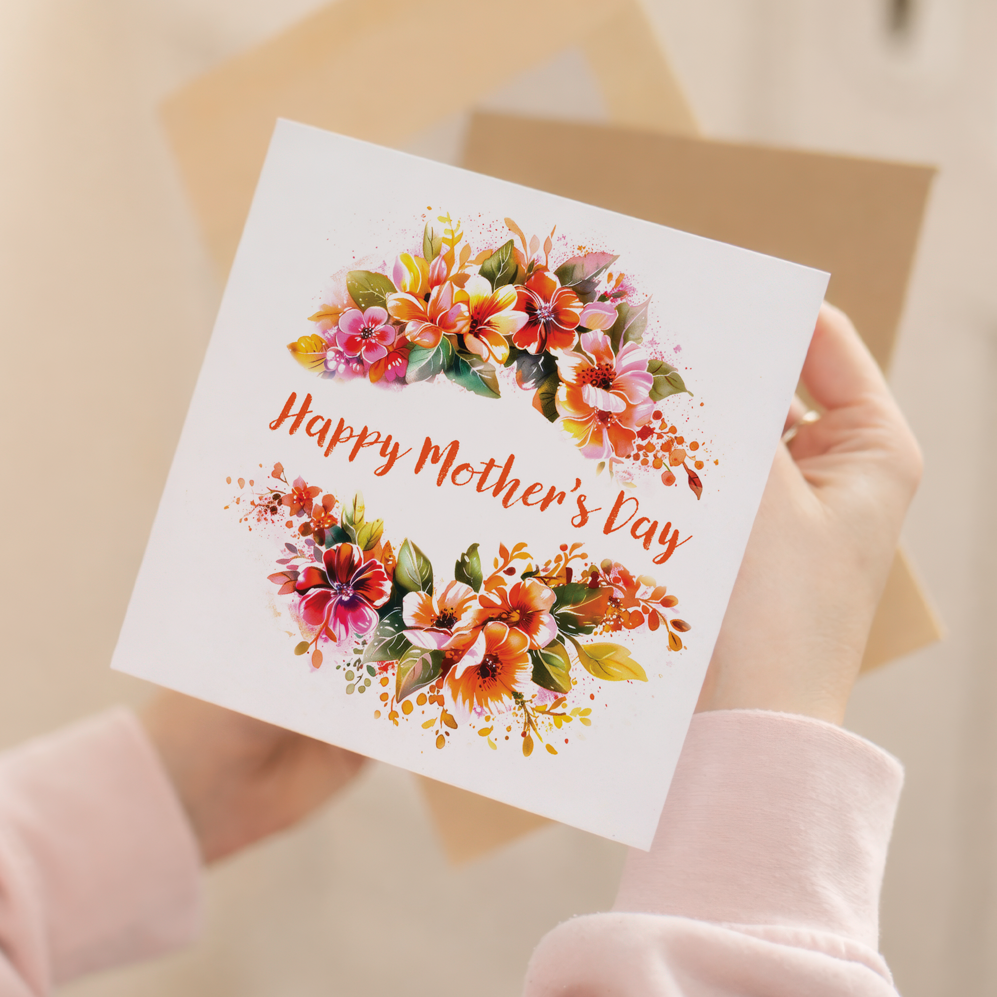 Mother's Day Card For Mum Happy Mother's Day Mothers Day card Mothering Sunday Flower Garland Mother's Day Card For Mom Mommy Mum Mummy