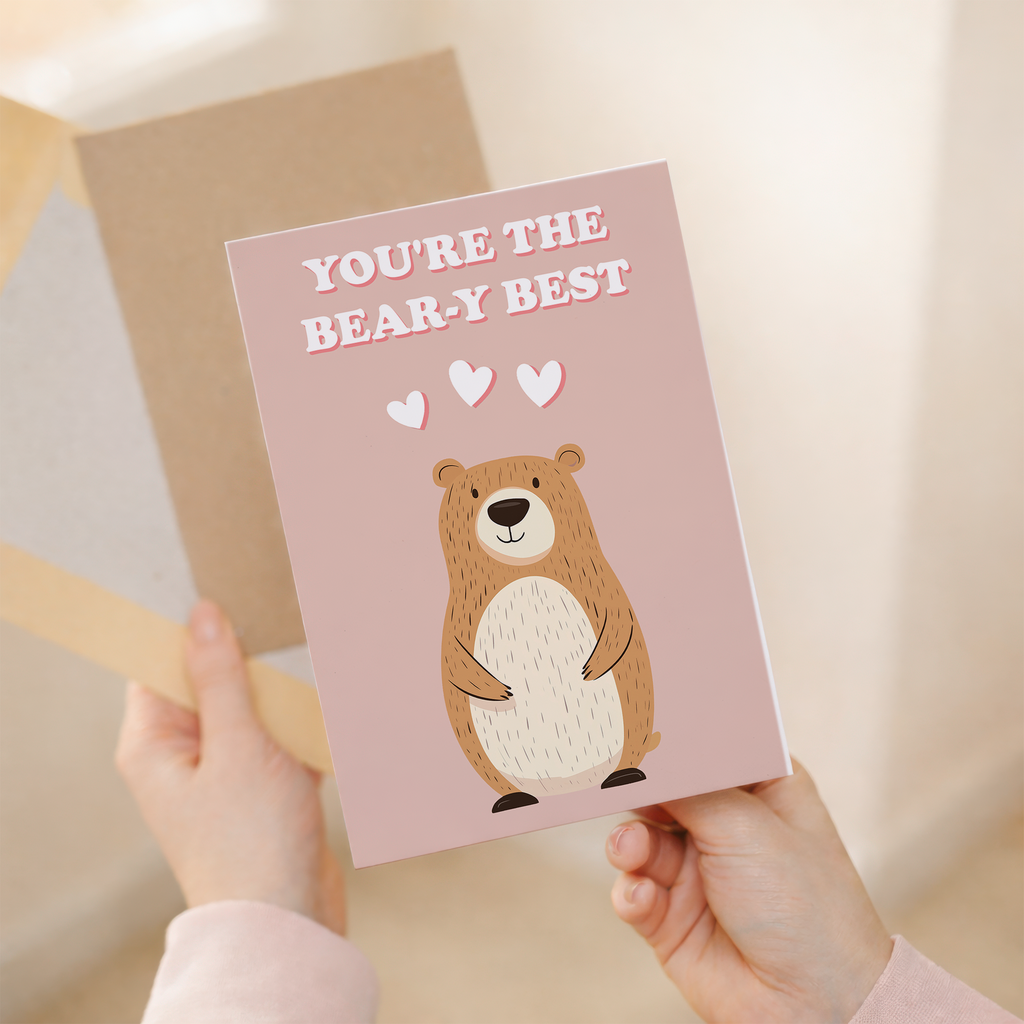 Cute Anniversary Card You're The Bear-y Best Cute Bear Anniversary Card For Him or Her
