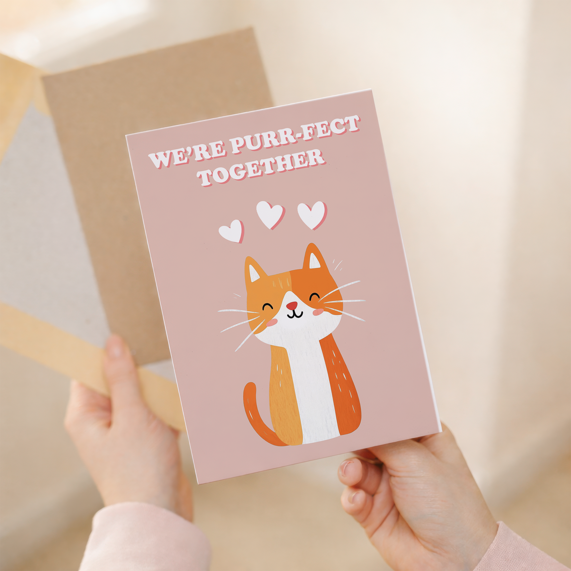 Cute Anniversary Card We're Purr-Fect Together Cute Cat Anniversary Card For Him or Her