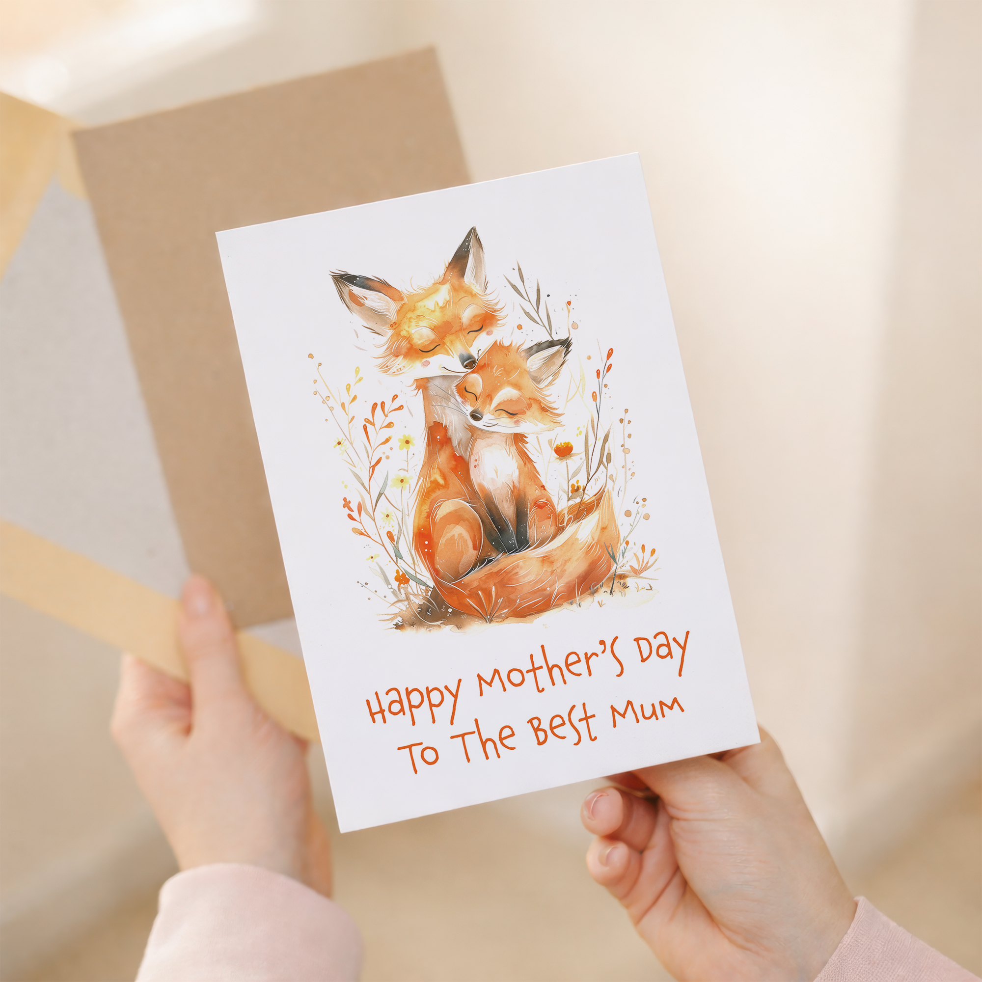 Mother's Day Card For Mum Cute Foxes Mother's Day Mothers Day card Mothering Sunday Happy Mother's Day Card For Mom Mommy Mum Mummy