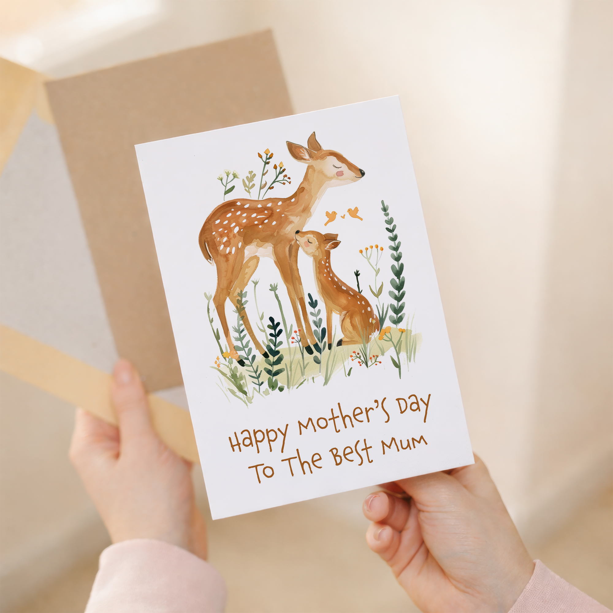 Mother's Day Card For Mum Cute Deer Mother's Day Mothers Day card Mothering Sunday Happy Mother's Day Card For Mom Mommy Mum Mummy