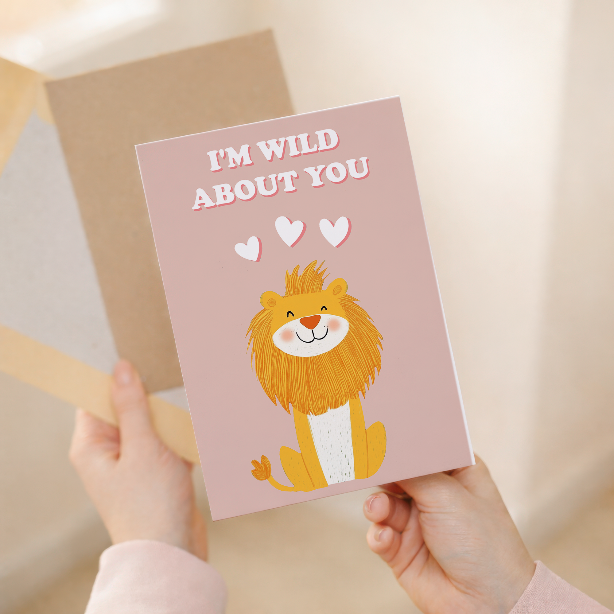 Cute Anniversary Card I'm Wild About You Cute Lion Anniversary Card For Him or Her
