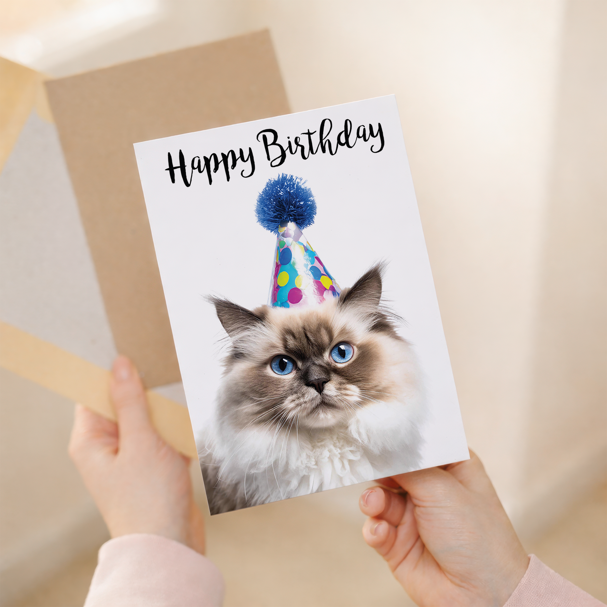 Ragdoll Cat Birthday Card, Eco-Friendly Material, For Him or Her