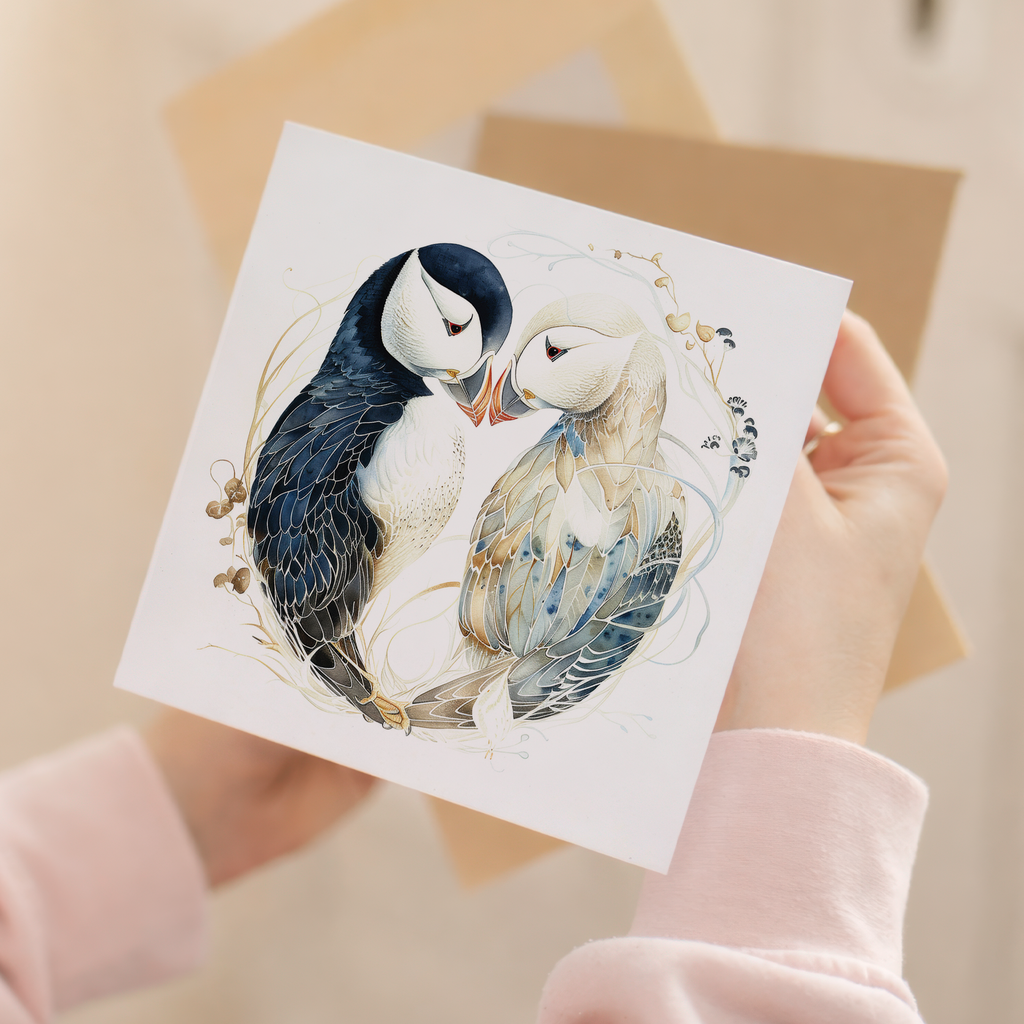 Anniversary Card For Husband Card for Anniversary Card For Wife Puffins Anniversary Card For Couple Engagement Card For Couple Wedding Card