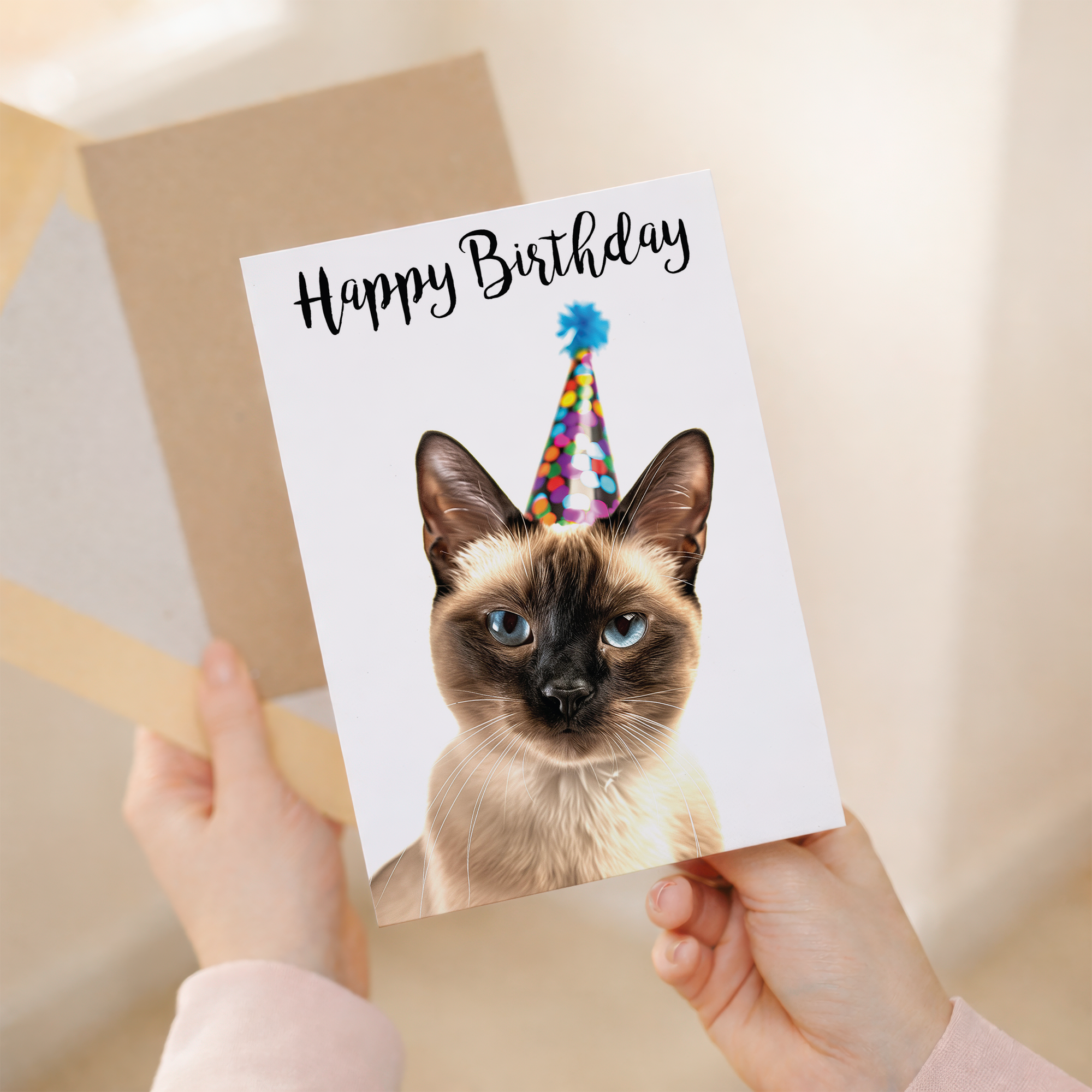 Siamese Cat Birthday Card for Friend Son Daughter Him Her Anyone
