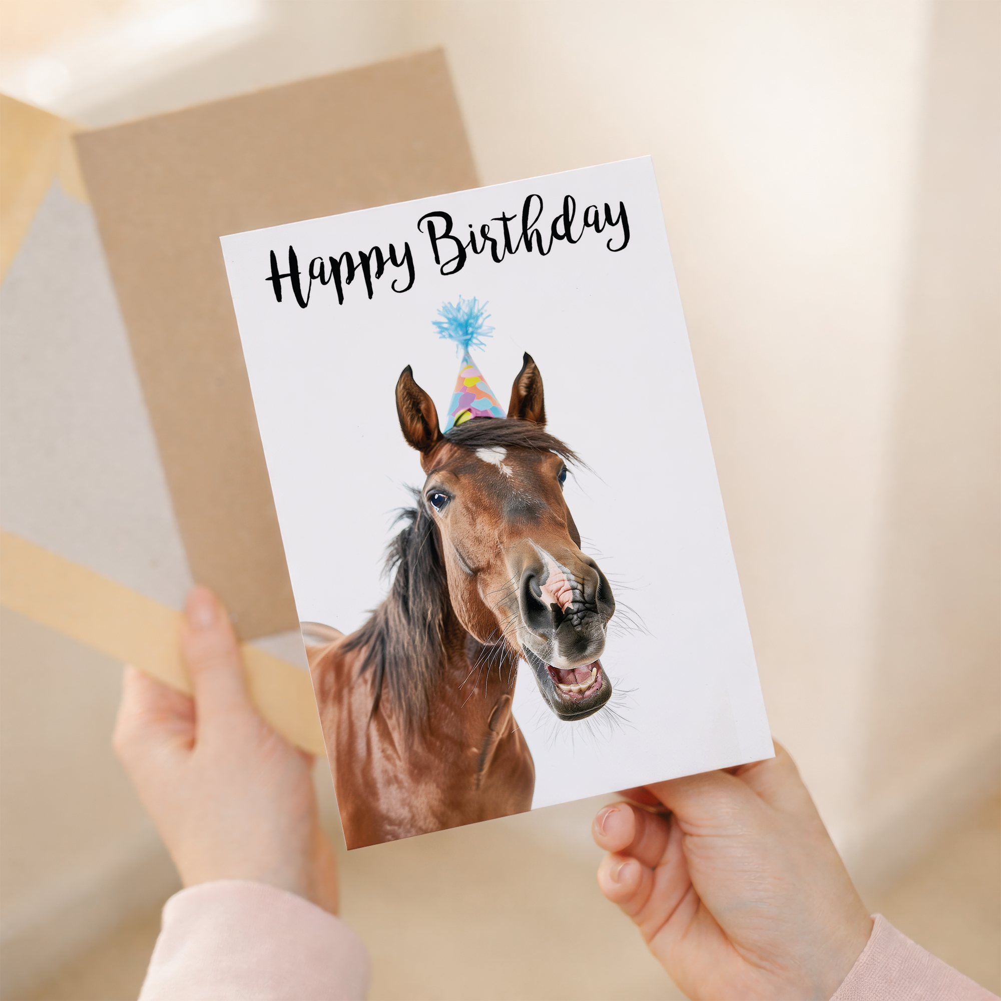 Beautiful Horse Illustration Birthday Card for Horse Lovers, Eco-Friendly Material, For Him or Her