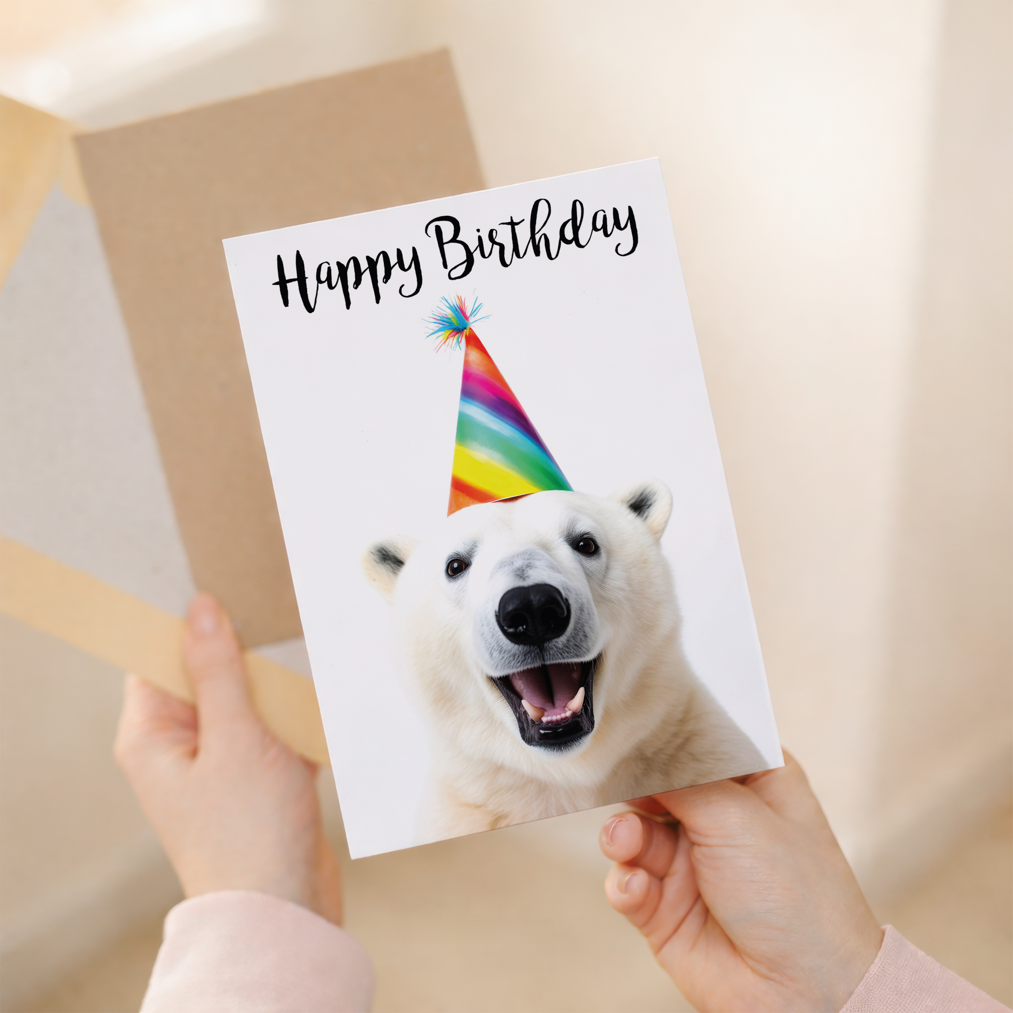 Adorable Polar Bear Birthday Card with Eco-Friendly Material, For Him or Her