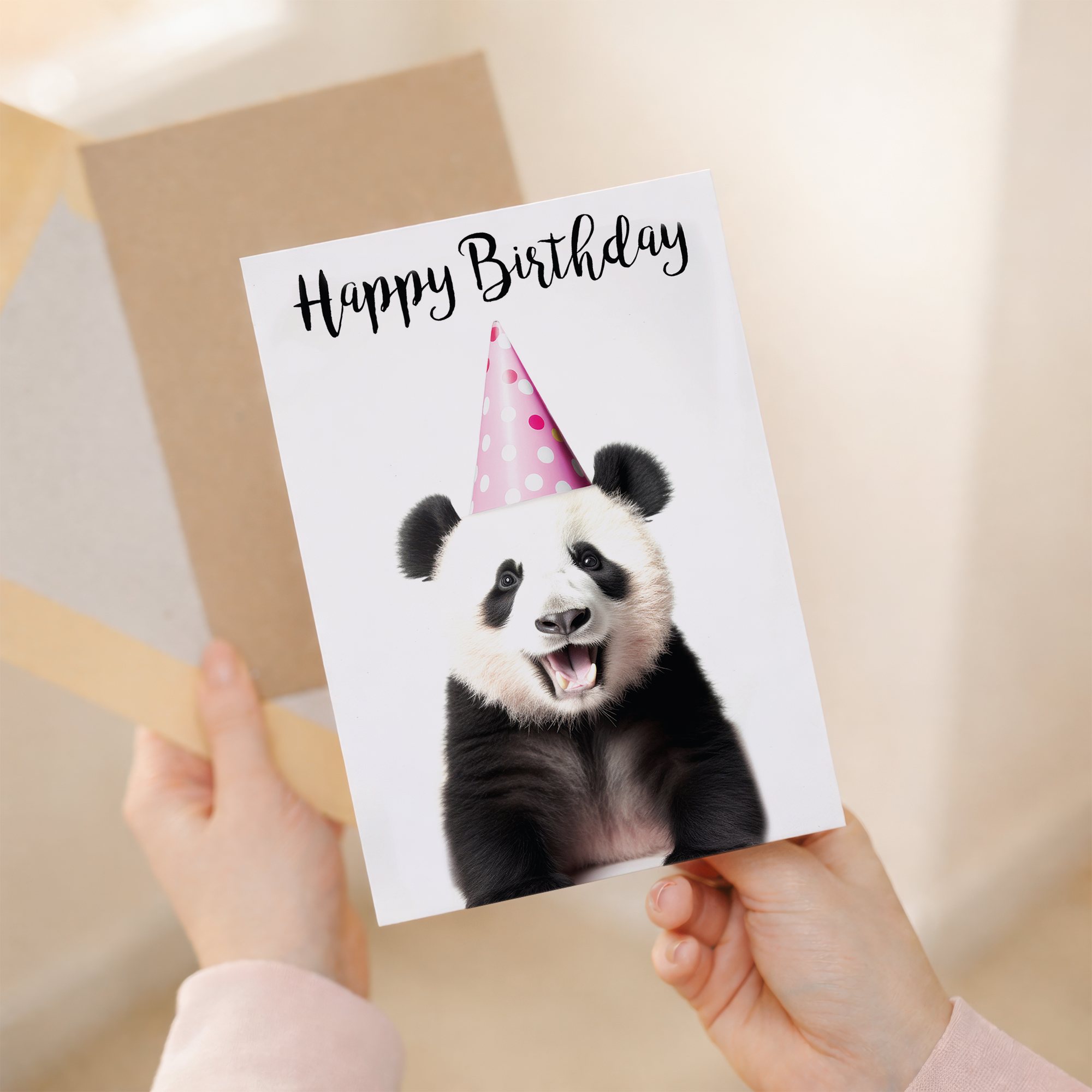 Fun Panda Birthday Card with Eco-Friendly Material, For Him or Her, Happy Birthday Panda Design