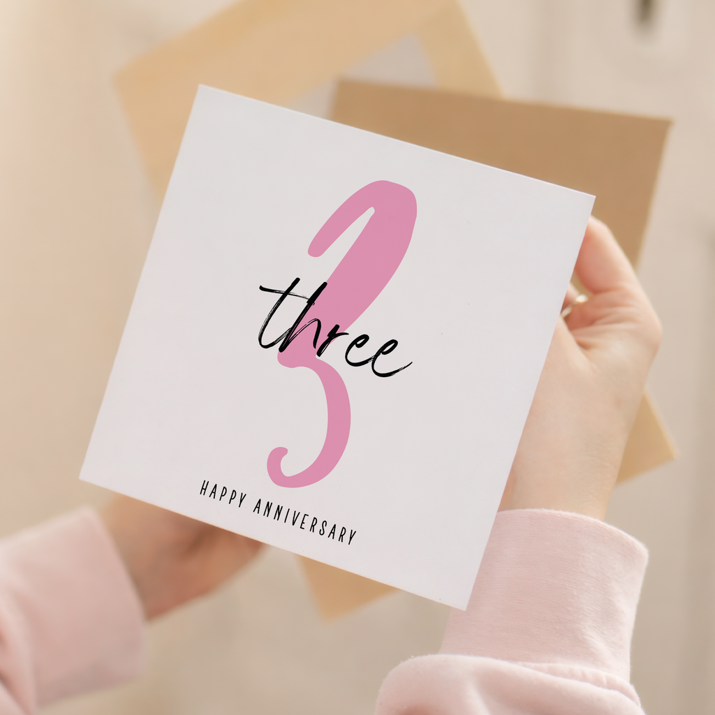 3 Year Anniversary Card For 3rd Wedding Anniversary For Him or Her Wife Husband Card For Third Anniversary