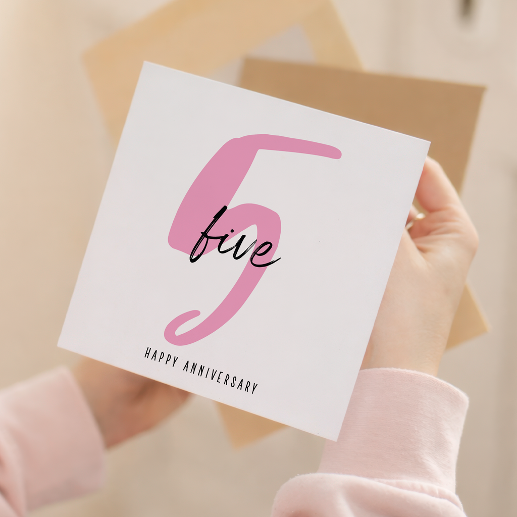 5 Year Anniversary Card For 5th Wedding Anniversary For Him or Her Wife Husband Card For Fifth Anniversary