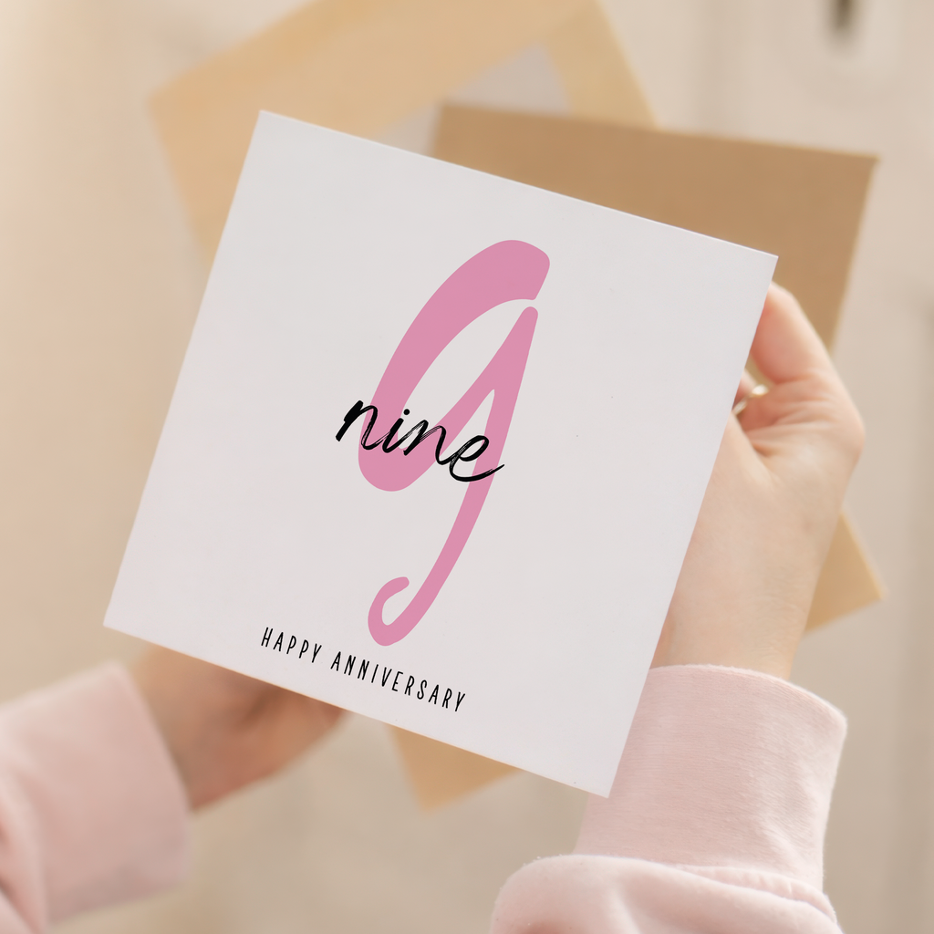 9 Year Anniversary Card For 9th Wedding Anniversary For Him or Her Wife Husband Card For Ninth Anniversary